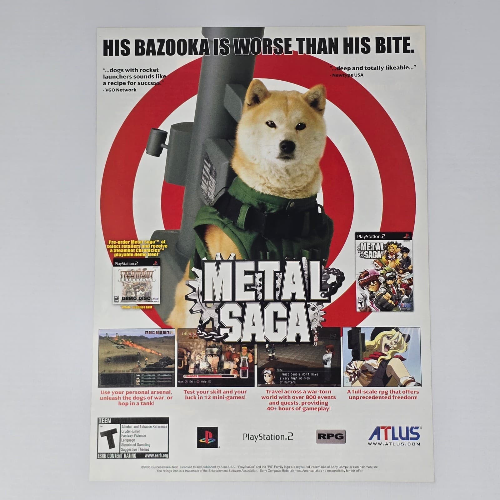 Metal Saga PlayStation 2 PS2 Bazooka Print Ad/Poster Promo Art
