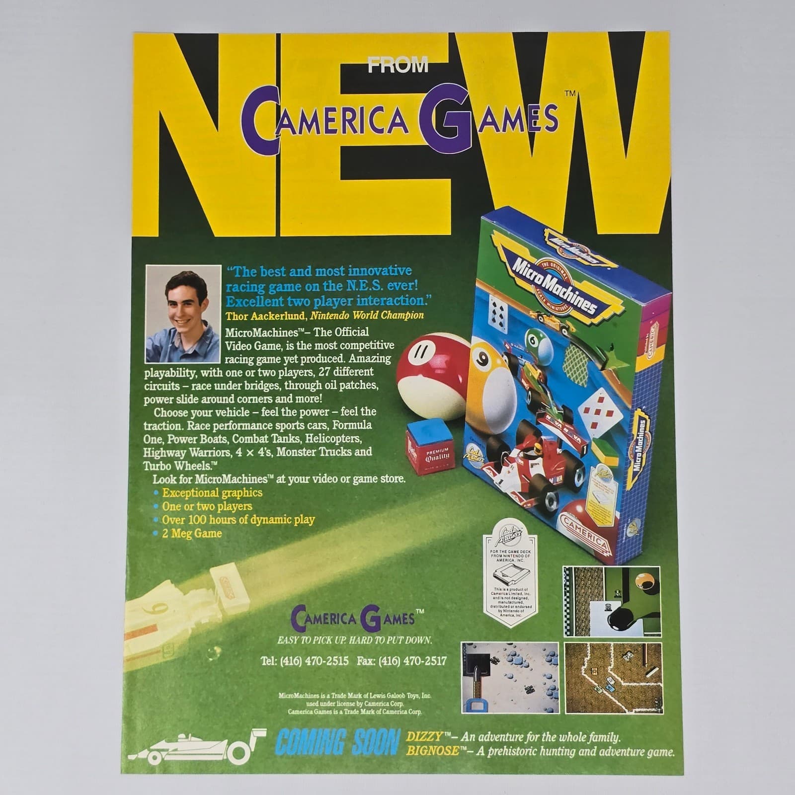 MicroMachines Nintendo NES Coming Soon Print Ad/Poster Promo Art