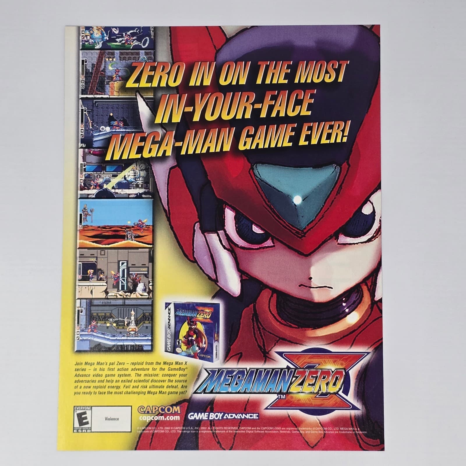 Mega Man Zero Nintendo GameBoy Advance In Your Face Print Ad/Poster Promo Art
