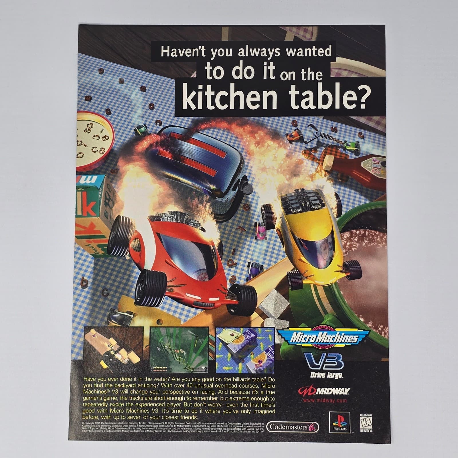 Micro Machines V3 PlayStation 1 PS1 Do It Print Ad/Poster Promo Art