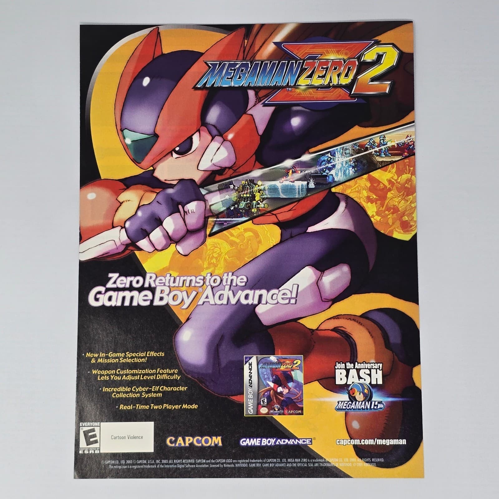 Mega Man Zero 2 Nintendo GameBoy Advance He Returns Print Ad/Poster Promo Art