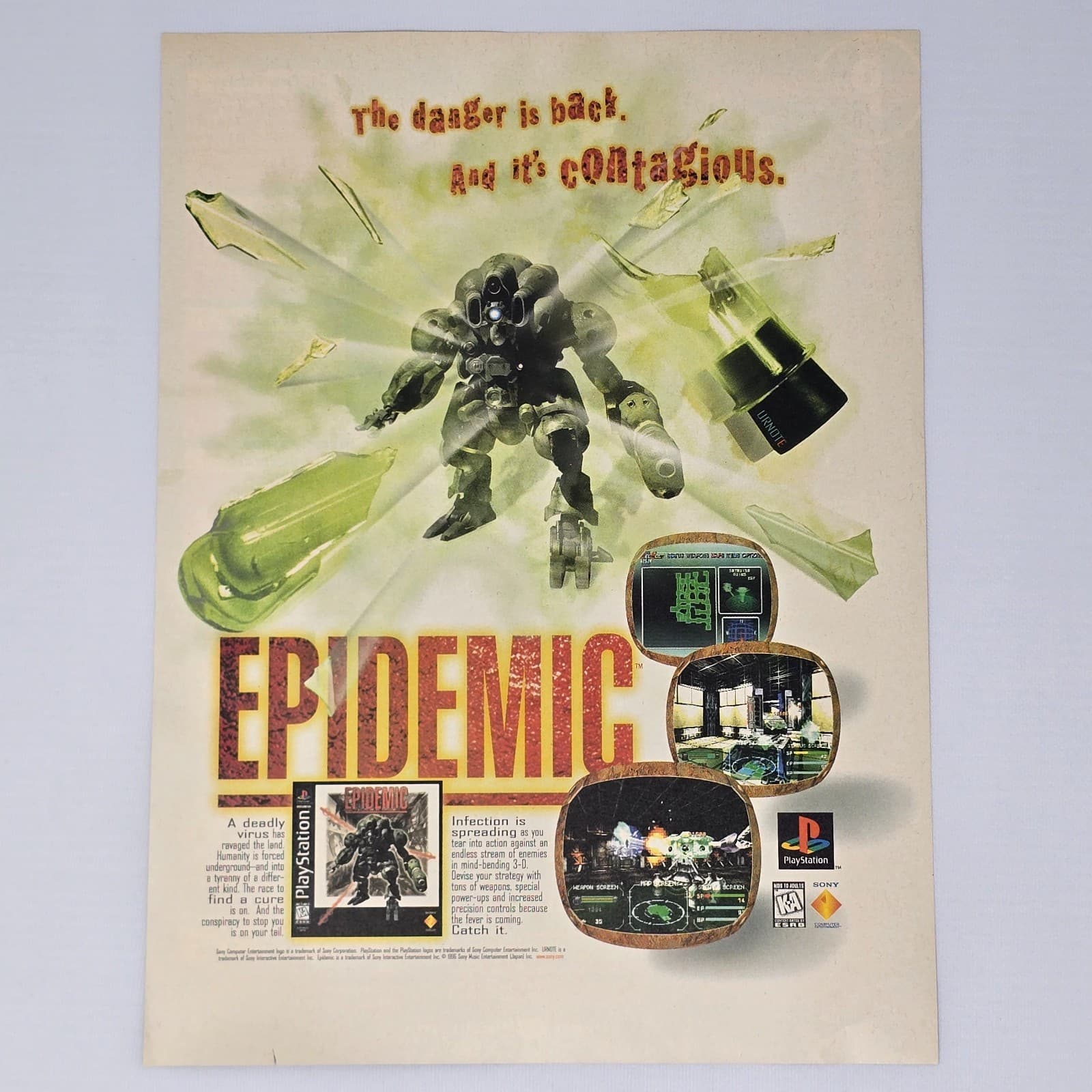 Epidemic Sony PlayStation 1 PS1 Contagious Print Ad/Poster