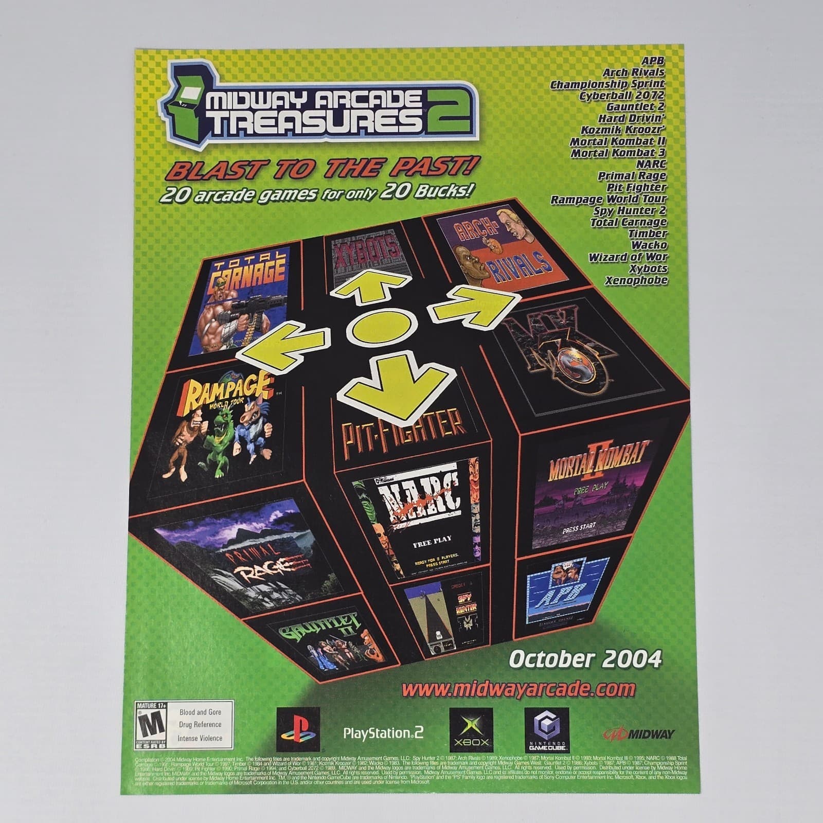 Midway Arcade Treasures 2 PS2 Xbox GameCube Blast Print Ad/Poster Promo Art