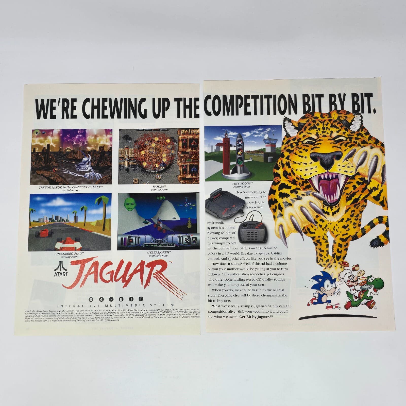 Atari Jaguar Console Sonic Mario Chewing Print Ad/Poster Promo Art