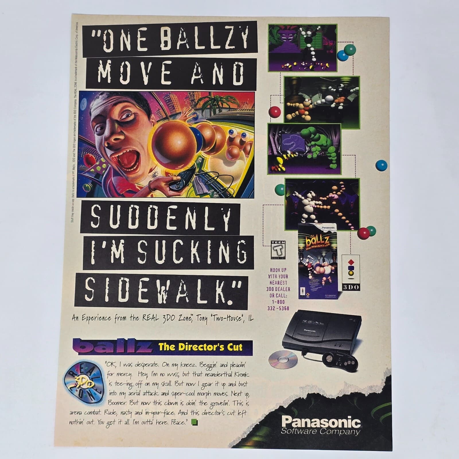 Ballz The Director's Cut Panasonic 3DO Ballzy Move Print Ad/Poster Promo Art