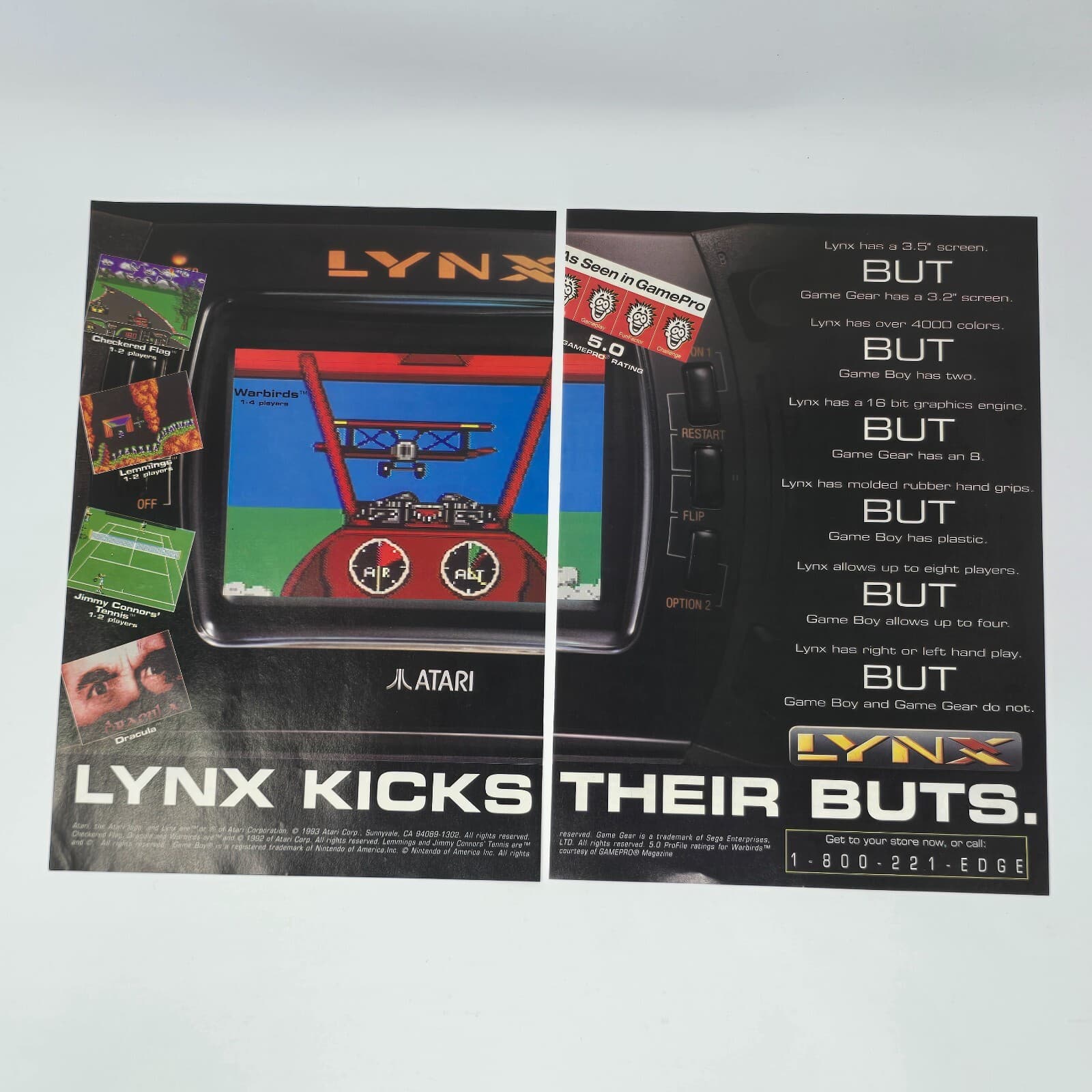 Atari Lynx Console Kicks Their Buts Print Ad/Poster Promo Art