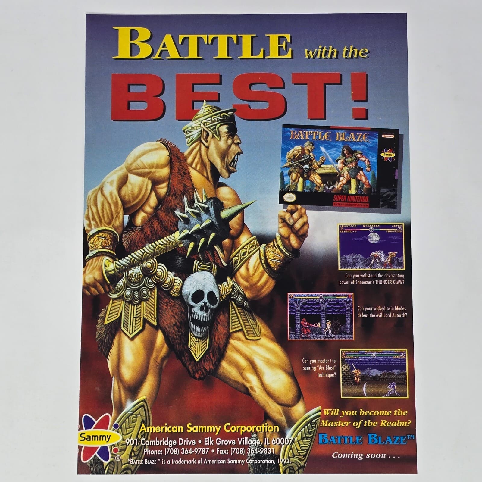 Battle Blaze Super Nintendo SNES Battle with the Best Print Ad/Poster Promo Art