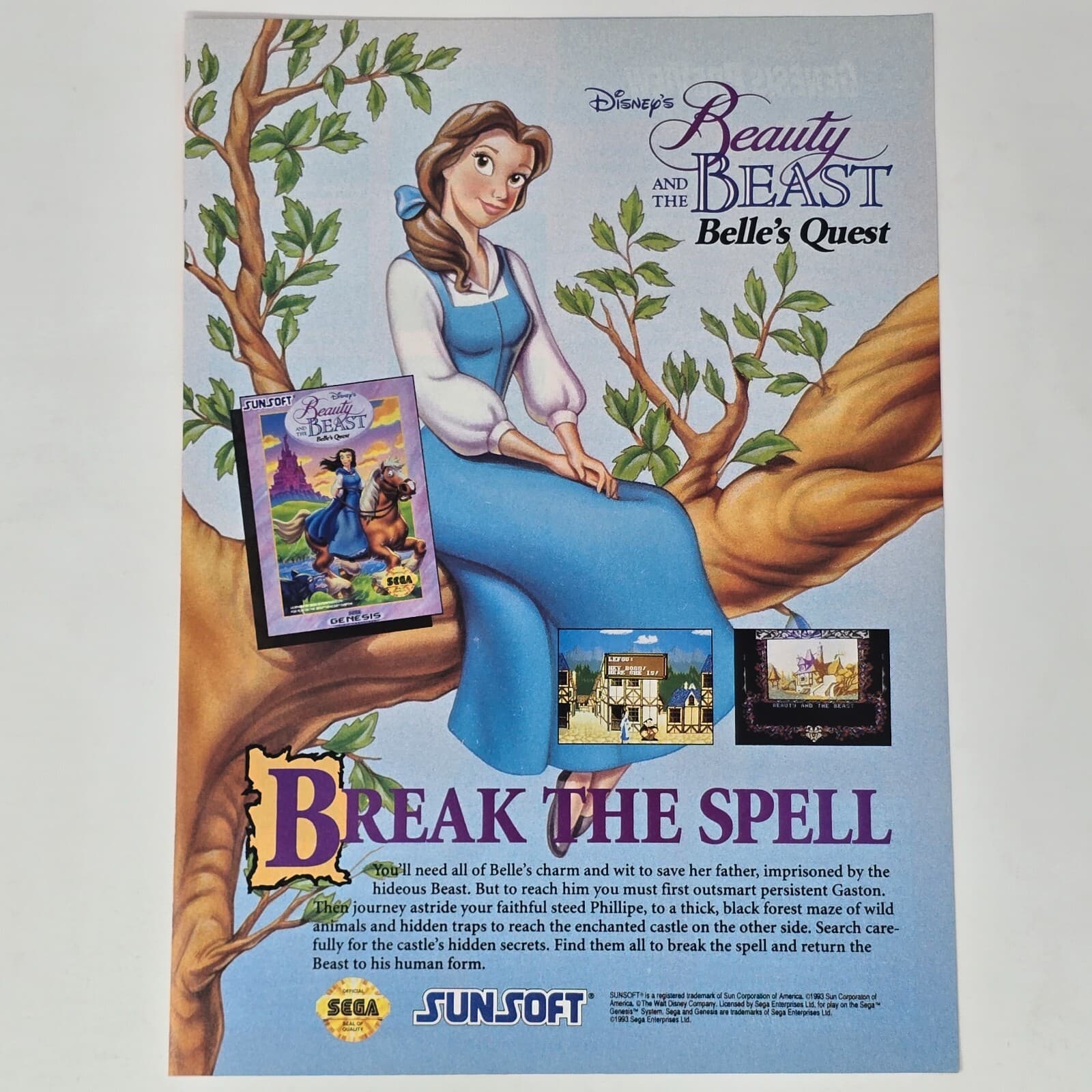 Beauty and the Beast Belle's Quest Sega Genesis Spell Print Ad/Poster Promo Art