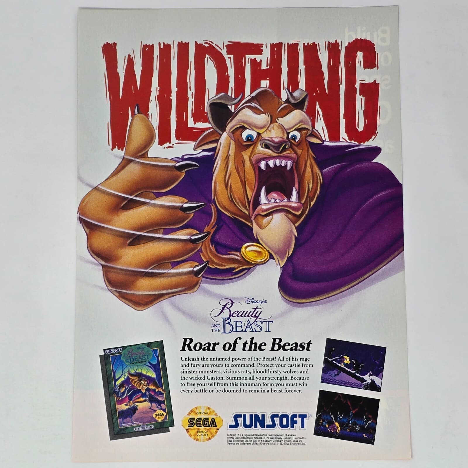 Beauty and the Beast Roar of the Beast Genesis Wild Print Ad/Poster Promo Art