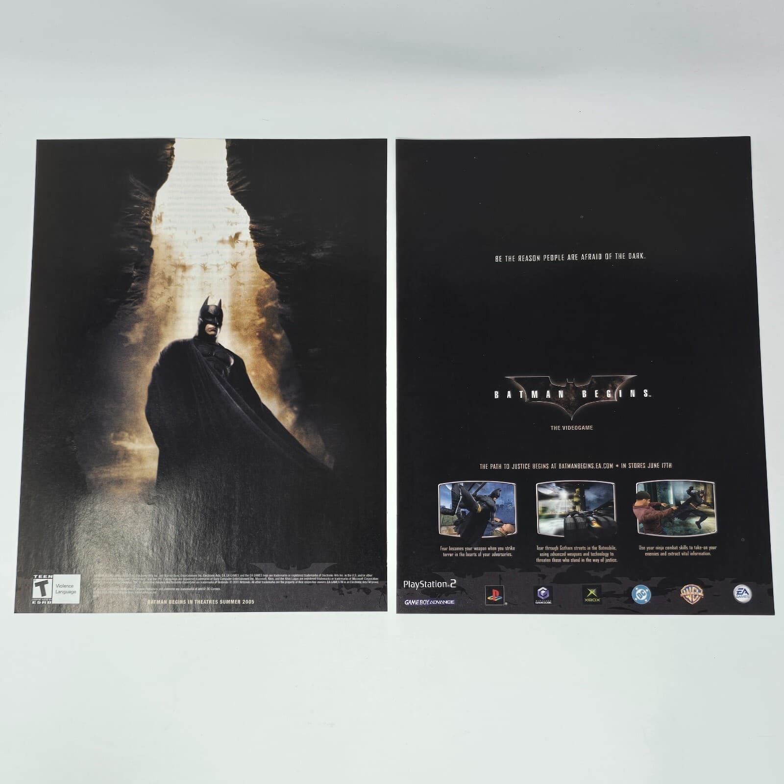 Batman Begins PS2 GameCube Xbox GameBoy Advance Afraid Print Ad/Poster Promo Art
