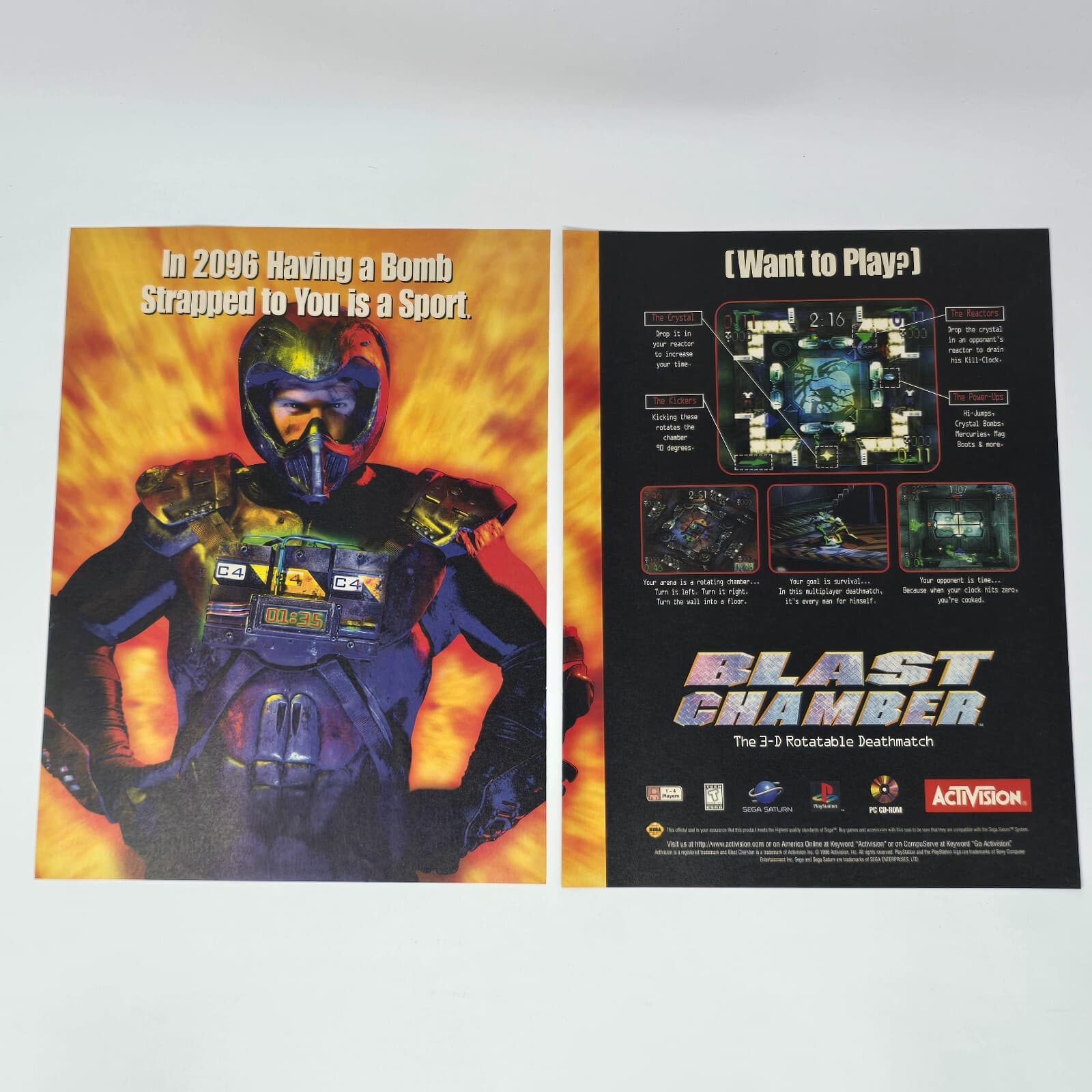 Blast Chamber Sega Saturn PlayStation PS1 PC Strapped Print Ad/Poster Promo Art