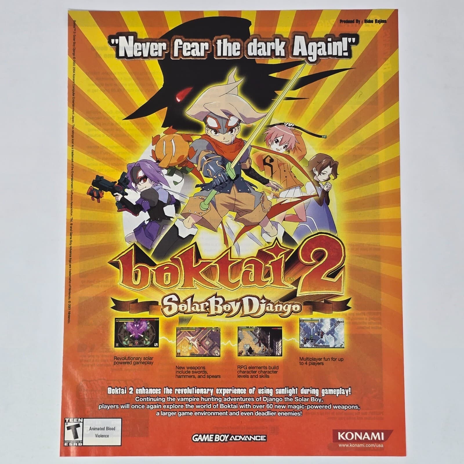 Boktai 2 Nintendo GameBoy Advance Never Fear Print Ad/Poster Promo Art