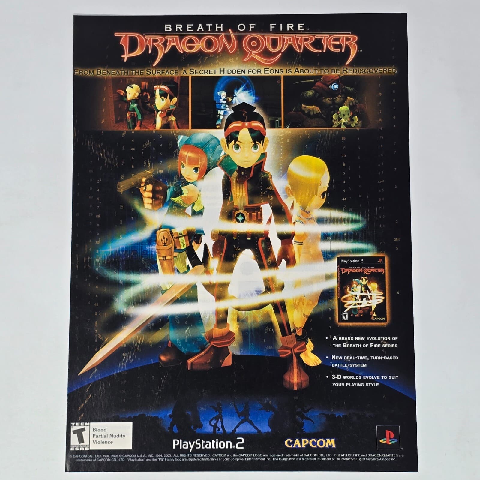 Breath of Fire Dragon Quarter PlayStation 2 PS2 Eons Print Ad/Poster Promo Art
