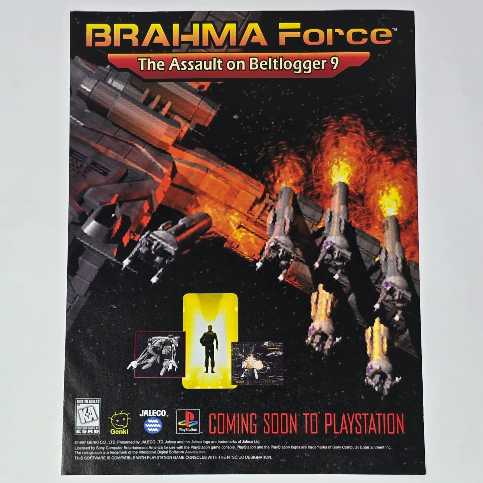 Brahma Force PlayStation 1 PS1 Assault on Beltlogger 9 Print Ad/Poster Promo Art