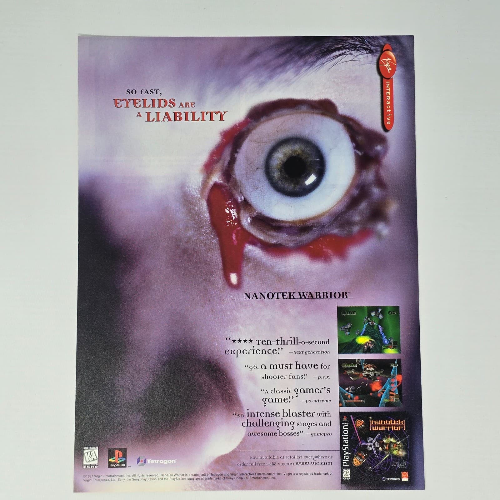 Nanotek Warrior PlayStation 1 PS1 Eyelids Print Ad/Poster Promo Art