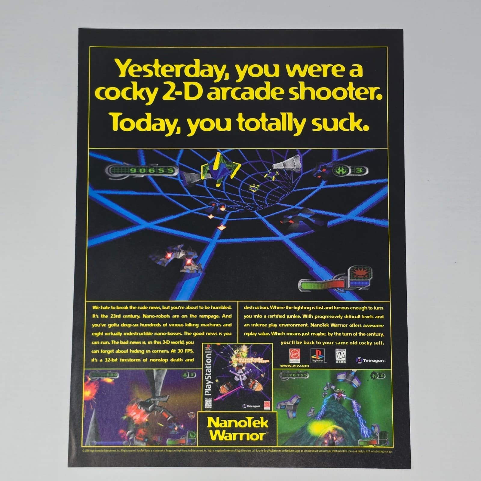 Nanotek Warrior PlayStation 1 PS1 Yesterday Print Ad/Poster Promo Art