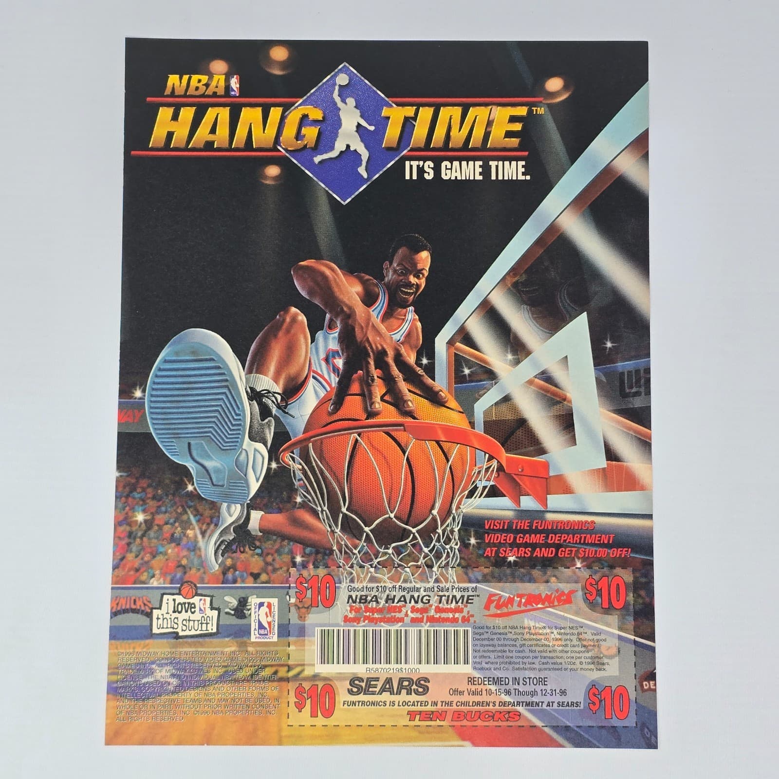 NBA Hang Time Genesis Nintendo N64 PS1 SNES Game Time Print Ad/Poster Promo Art