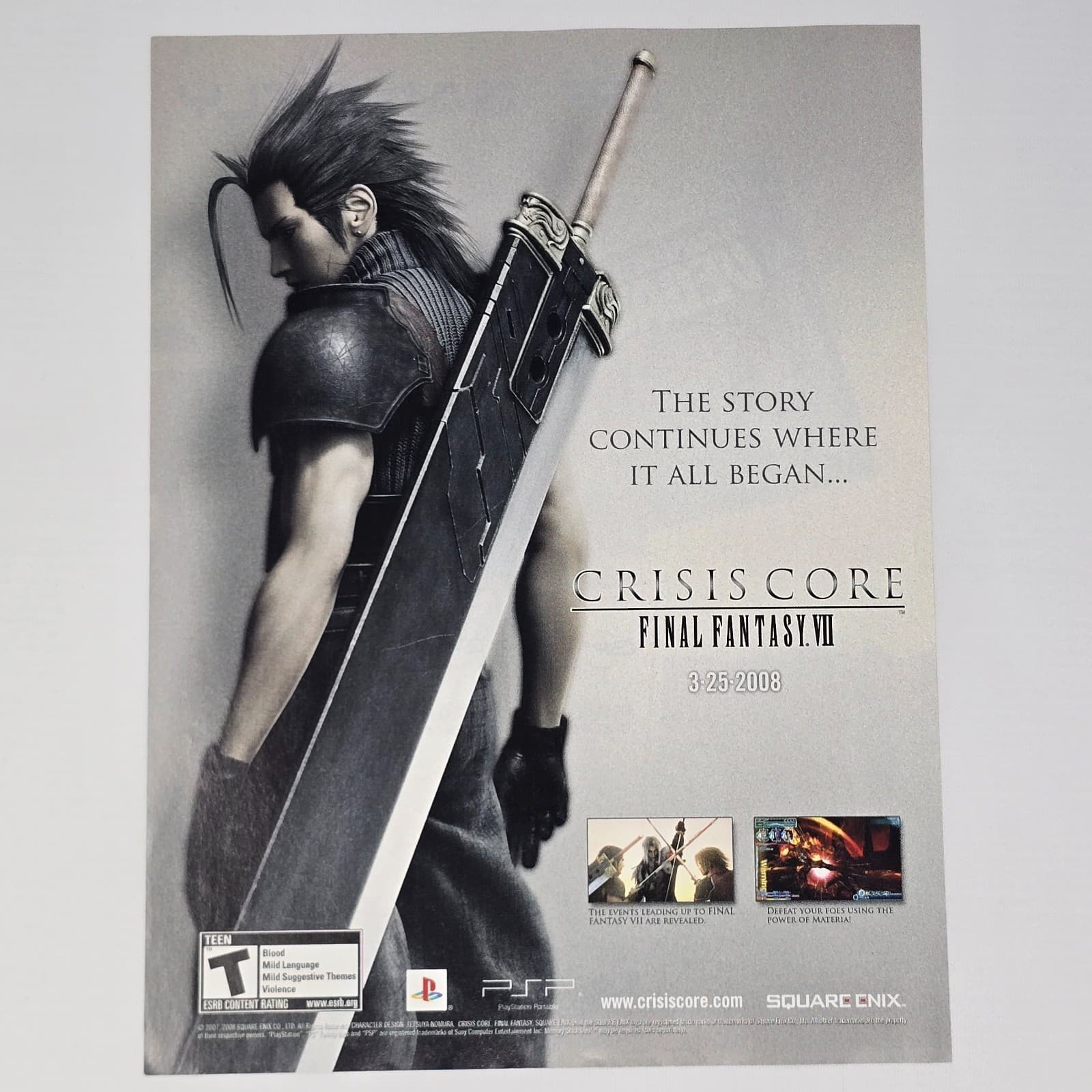 Final Fantasy VII 7 PSP Crisis Core Print Ad/Poster