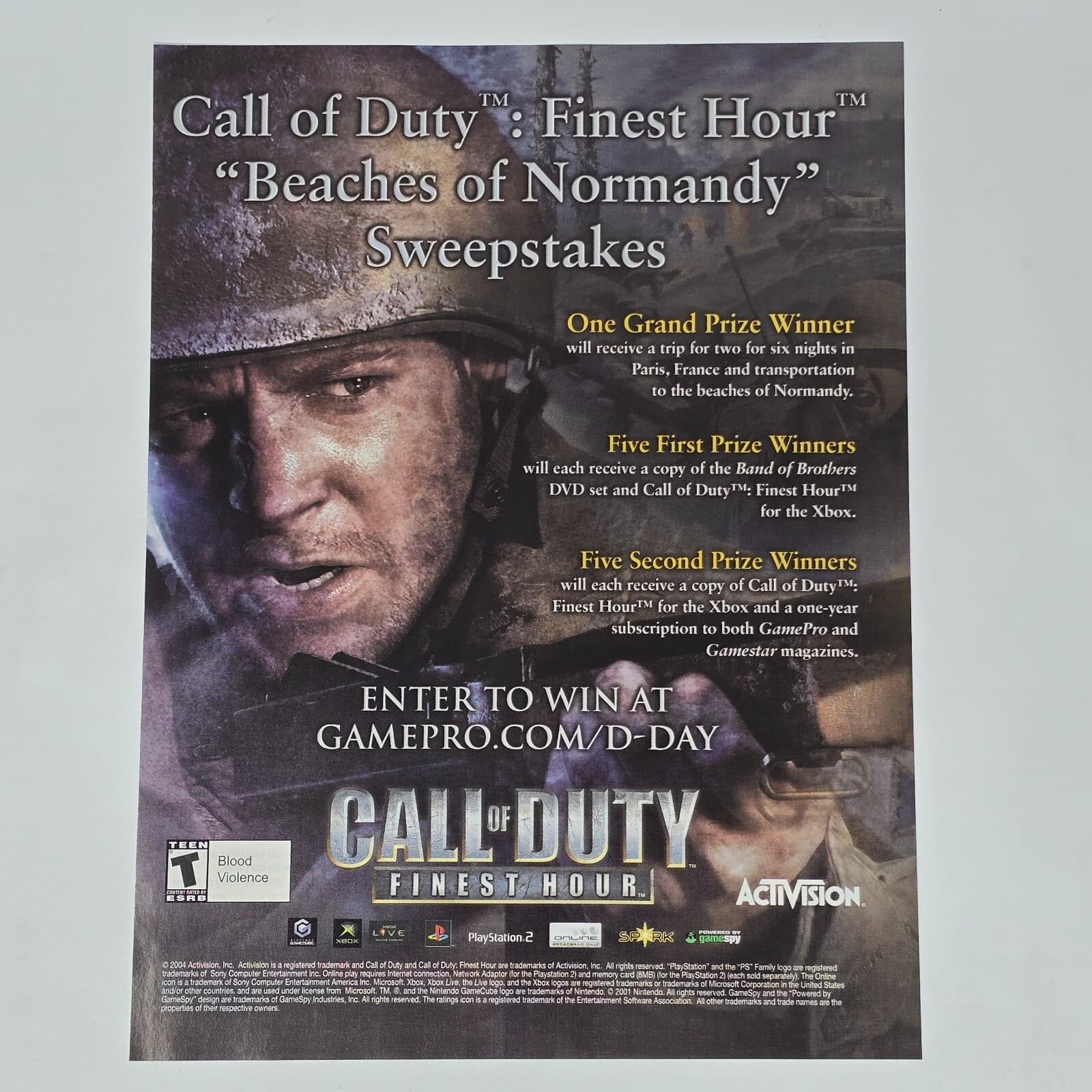 Call of Duty Finest Hour GameCube Xbox PS2 Normandy Print Ad/Poster Art