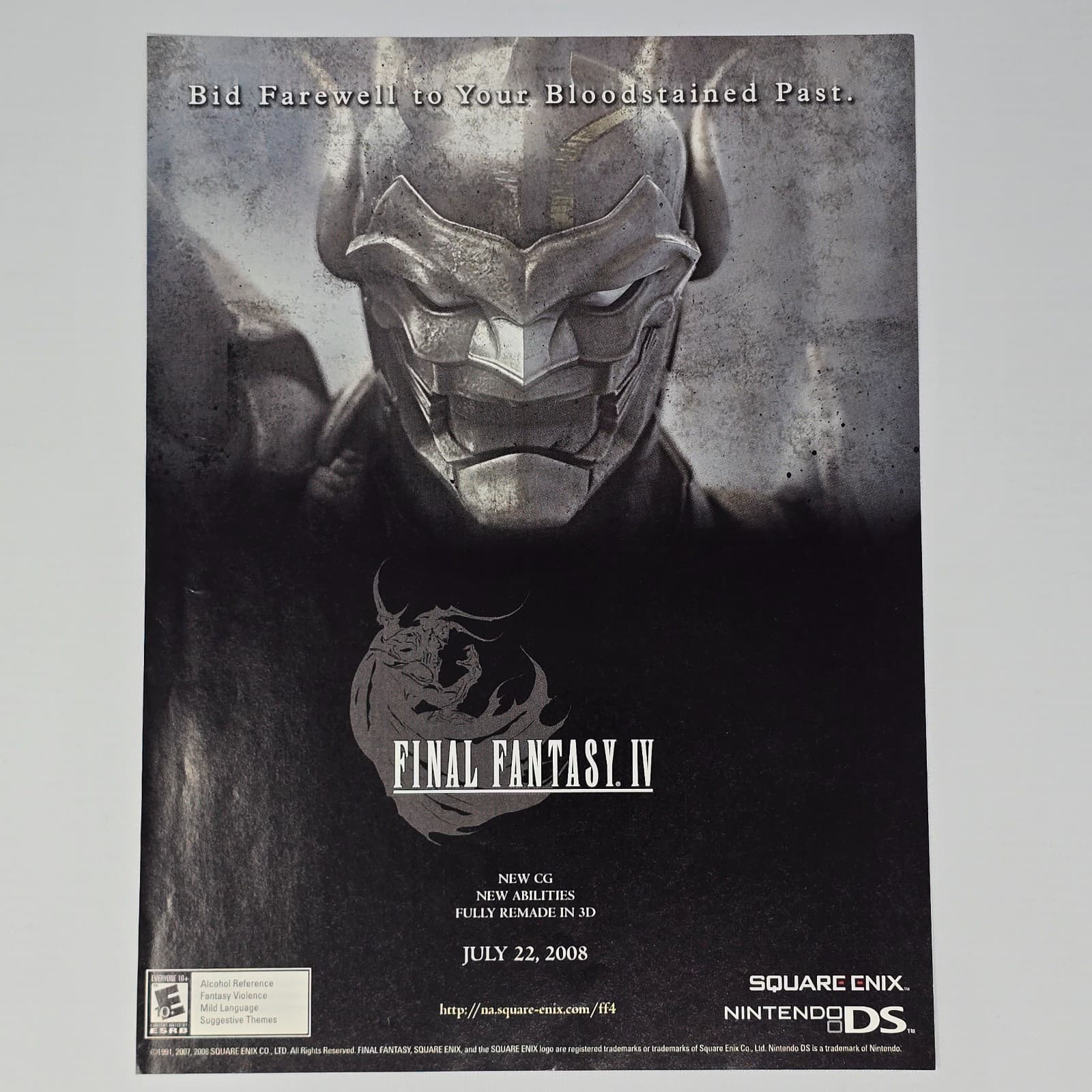 Final Fantasy IV 4 Nintendo DS NDS Bloodstained Print Ad/Poster