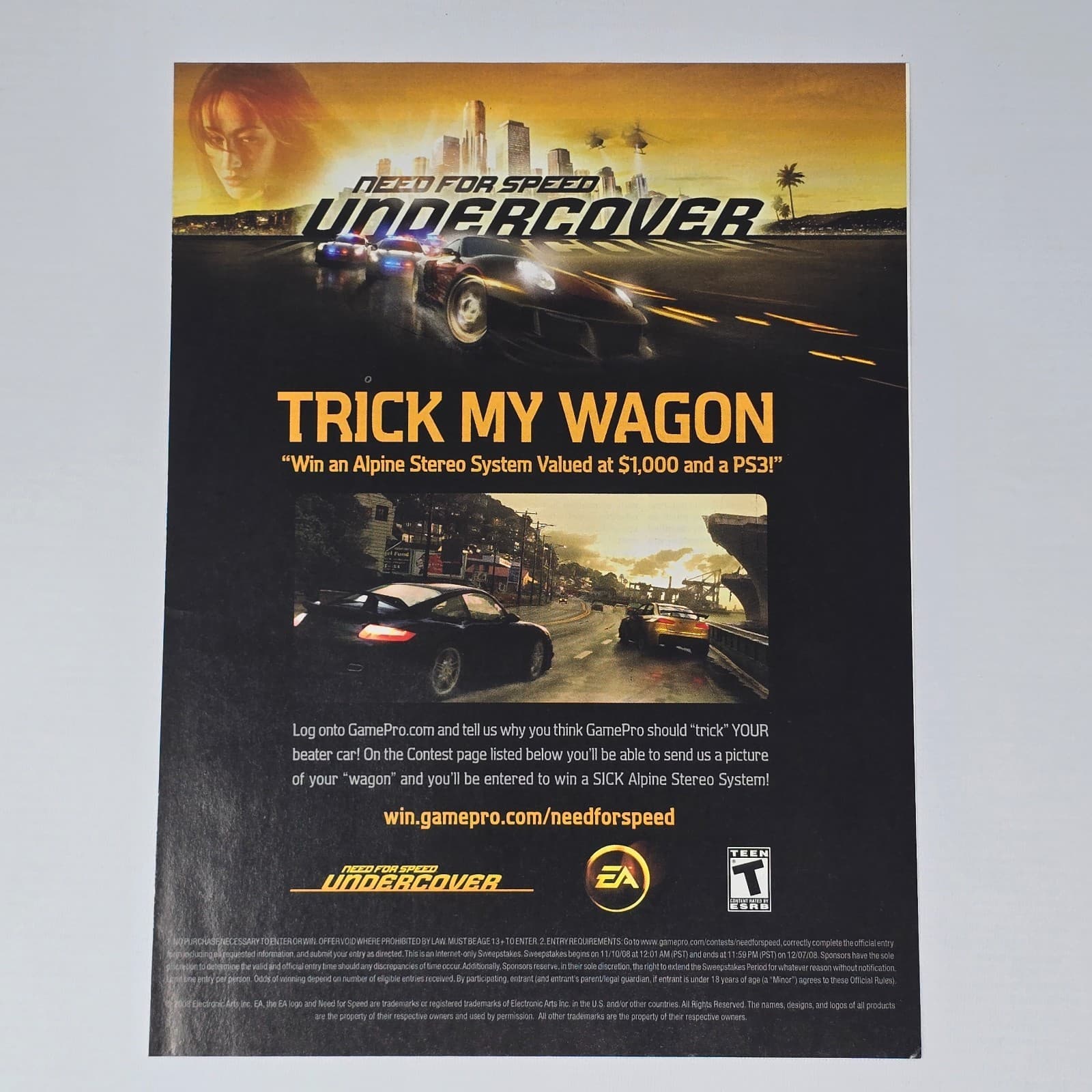 Need for Speed Undercover PlayStation 3 PS3 Wagon Print Ad/Poster Promo Art