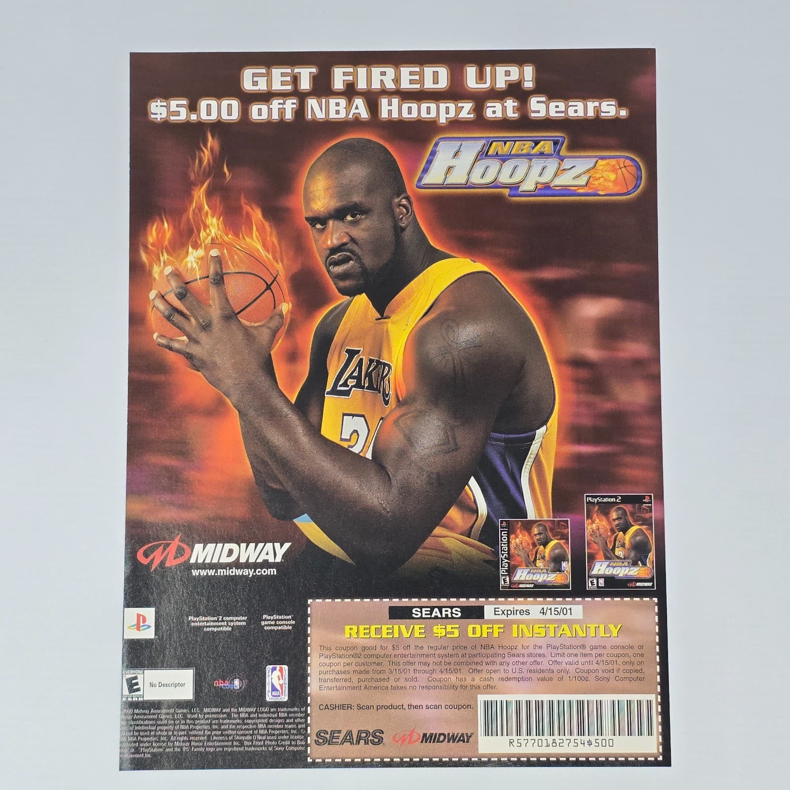 NBA Hoopz PlayStation 1 2 PS1 PS2 Shaq Fired Up Print Ad/Poster Promo Art
