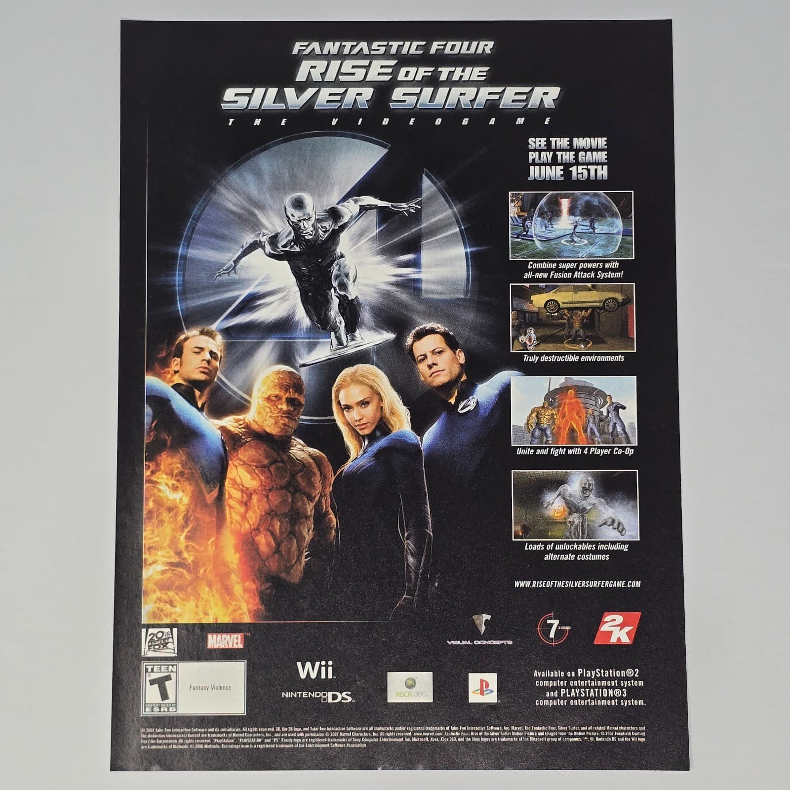 Fantastic Four Rise Of The Silver Surfer Xbox 360 PS2 Wii Unite Print Ad/Poster