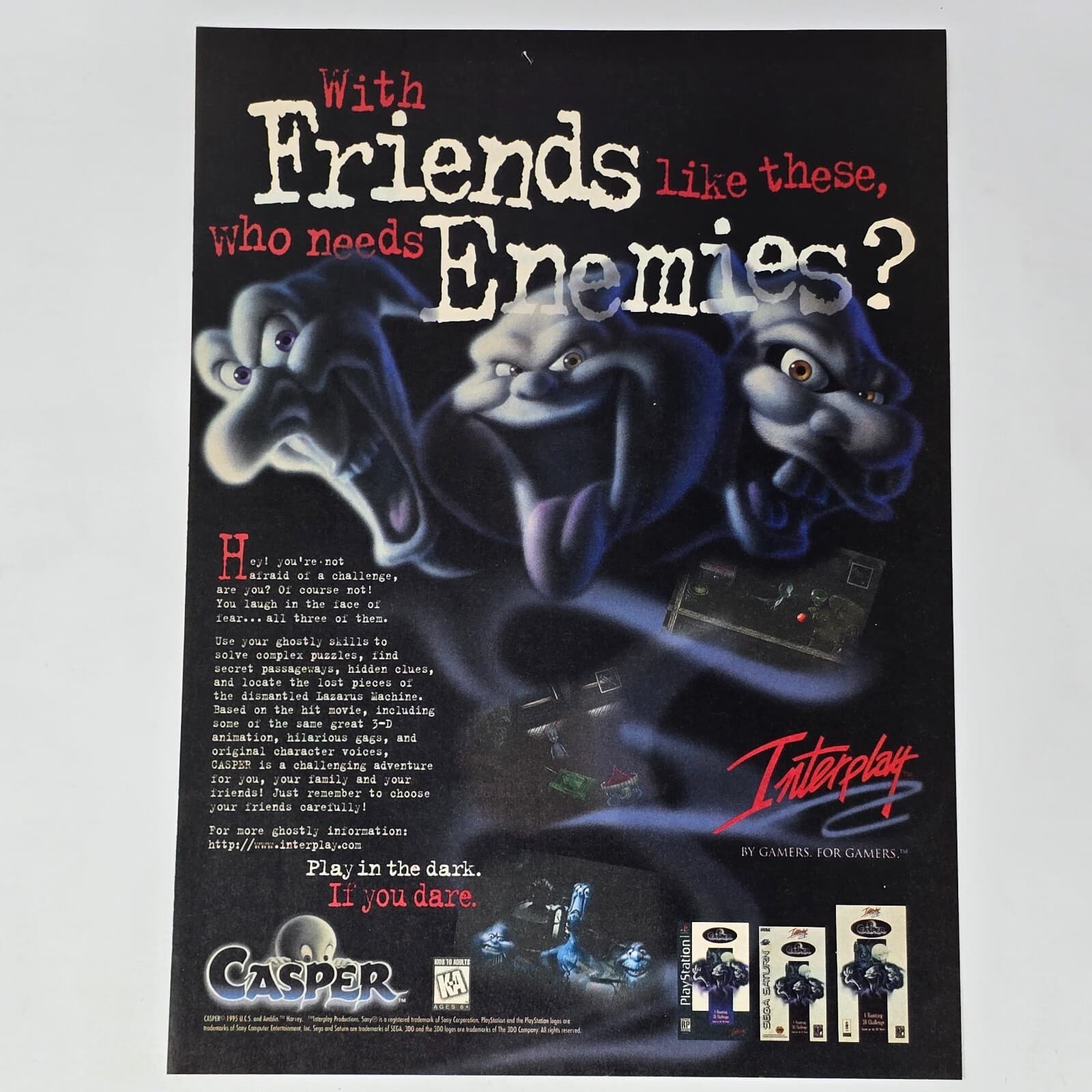 Casper PlayStation 1 PS1 Sega Saturn Panasonic 3DO Friends Print Ad/Poster Art