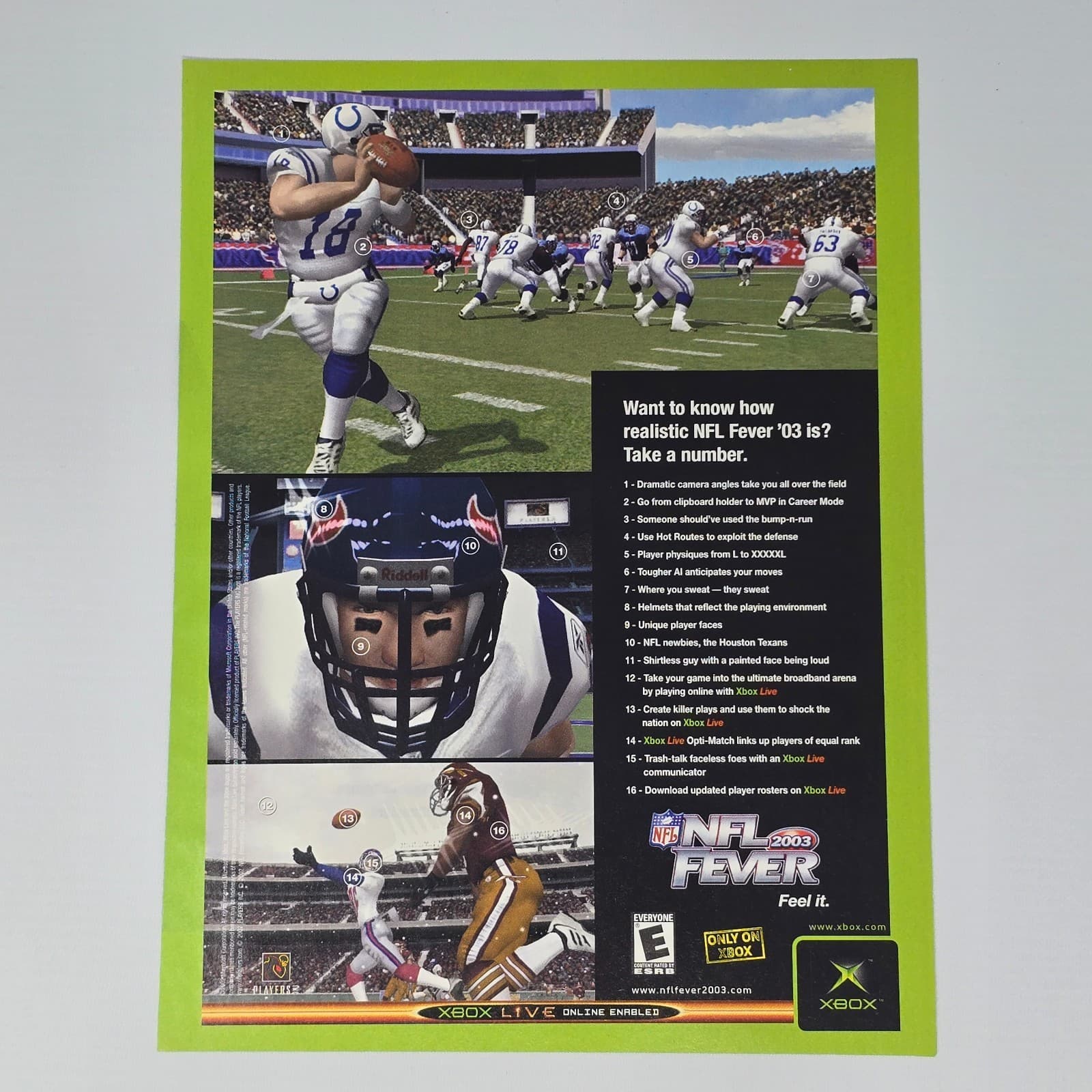 NFL Fever 2003 Xbox Take a Number Print Ad/Poster Promo Art