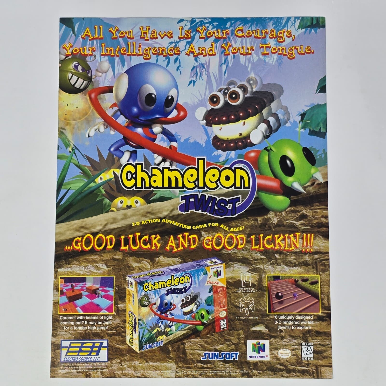 Chameleon Twist Nintendo 64 N64 Good Lickin Print Ad/Poster Art