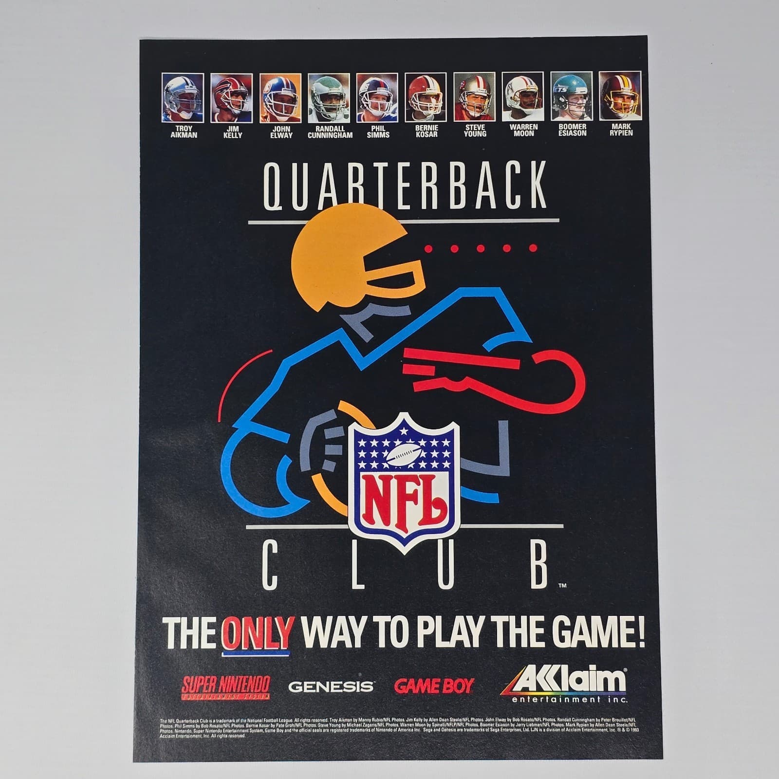 NFL Quarterback Club Super Nintendo Sega Genesis QB1 Print Ad/Poster Promo Art