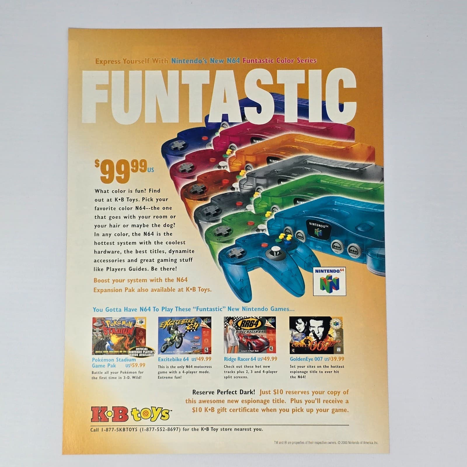 Nintendo 64 N64 KB Toys Funtastic Console Print Ad/Poster Promo Art