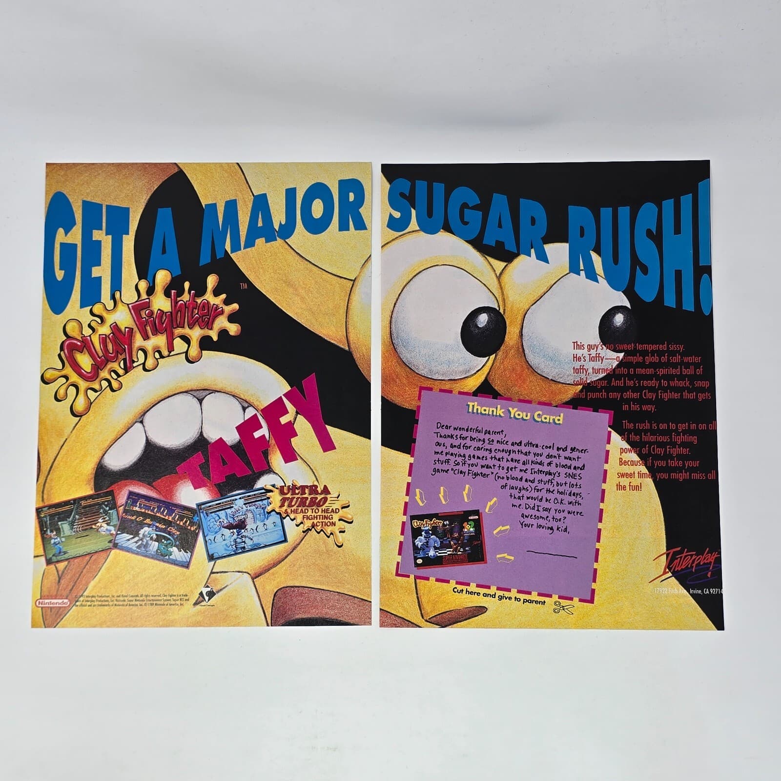 Clay Fighter Super Nintendo SNES Sugar Rush Print Ad/Poster Art