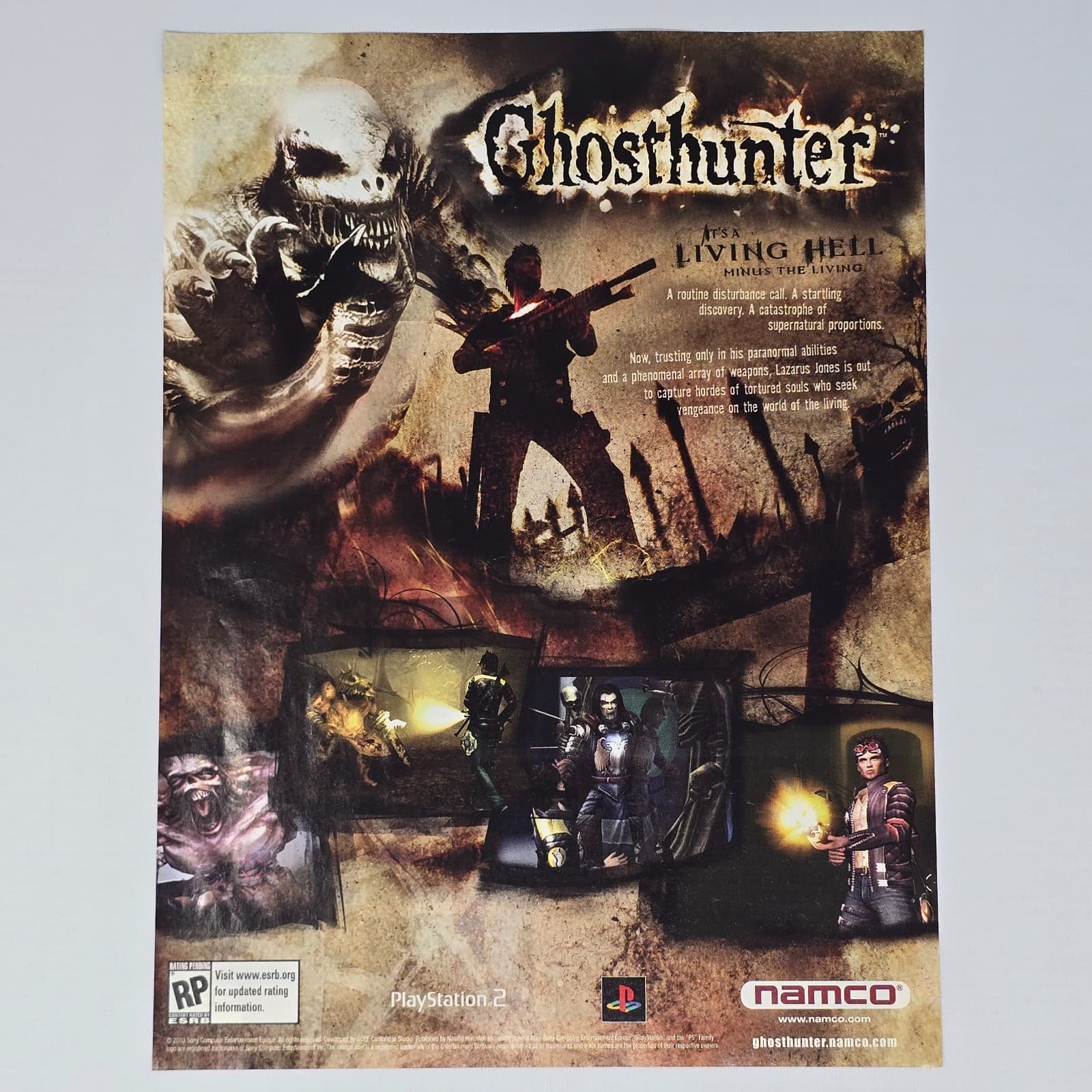 Ghosthunter PlayStation 2 PS2 Living Hell Print Ad/Poster