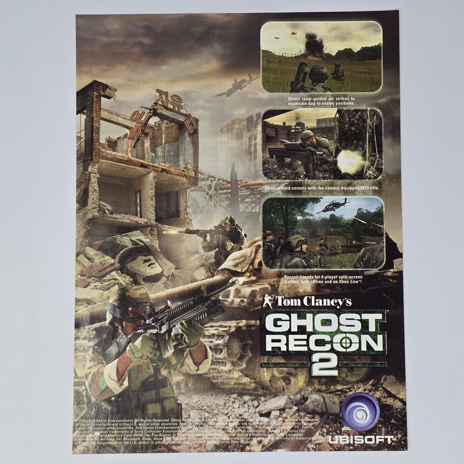 Ghost Recon 2 Xbox PlayStation 2 PS2 Air Strikes Print Ad/Poster