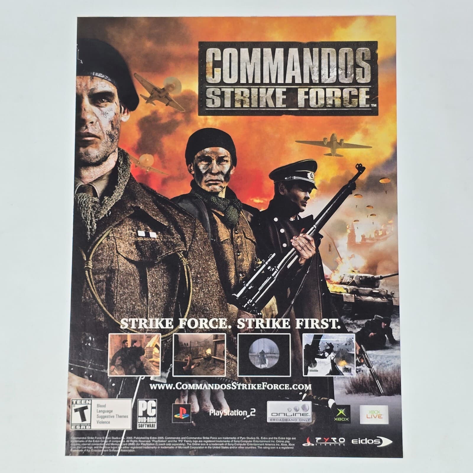 Commandos Strike Force PlayStation PS2 Xbox PC Strike First Print Ad/Poster Art