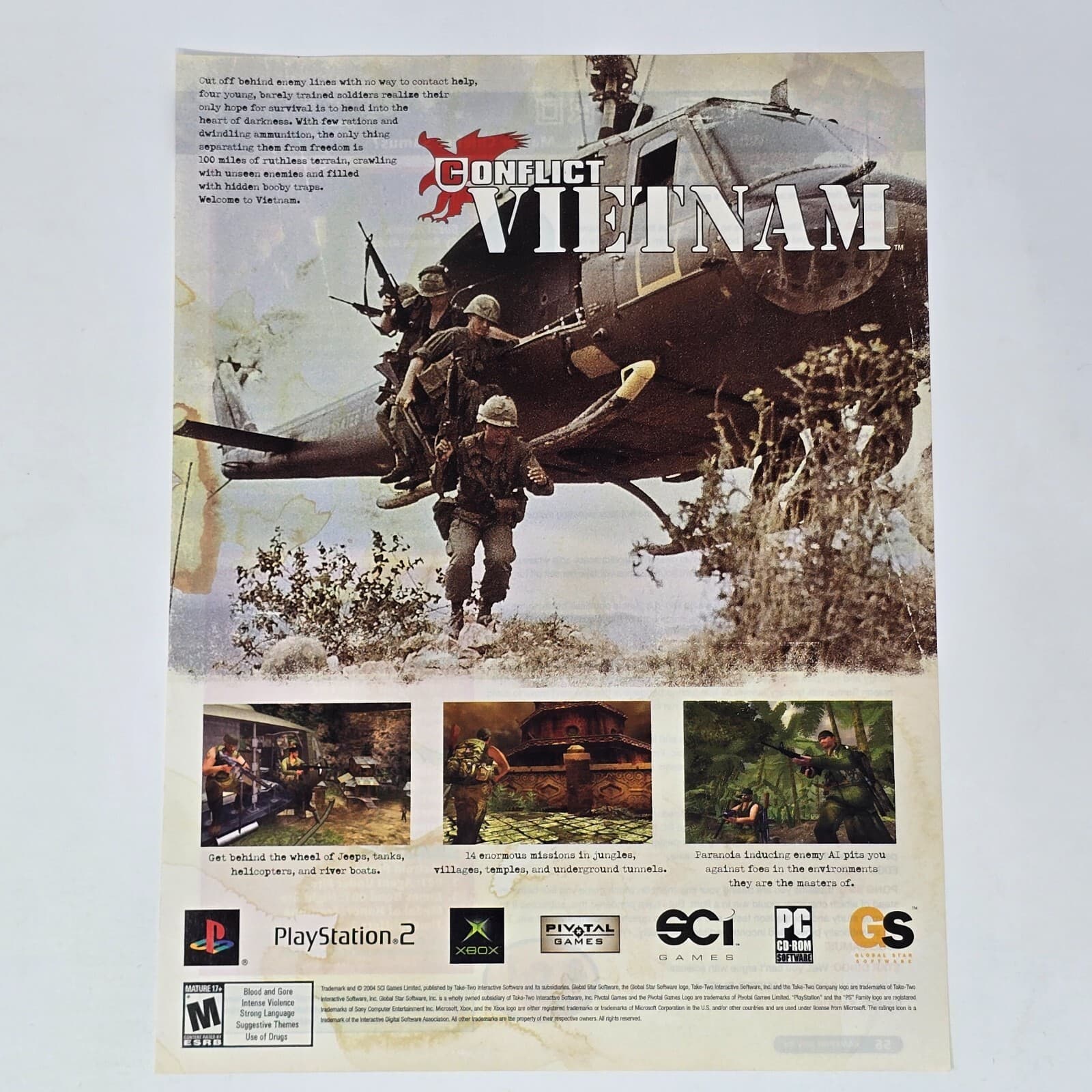 Conflict Vietnam PlayStation 2 PS2 Xbox PC White Enemy Lines Print Ad/Poster Art