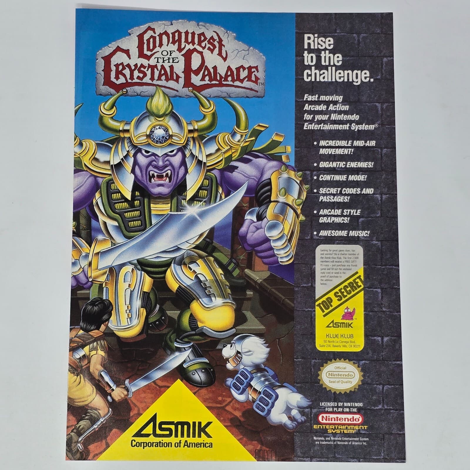 Conquest of the Crystal Palace Nintendo NES Rise Print Ad/Poster Art