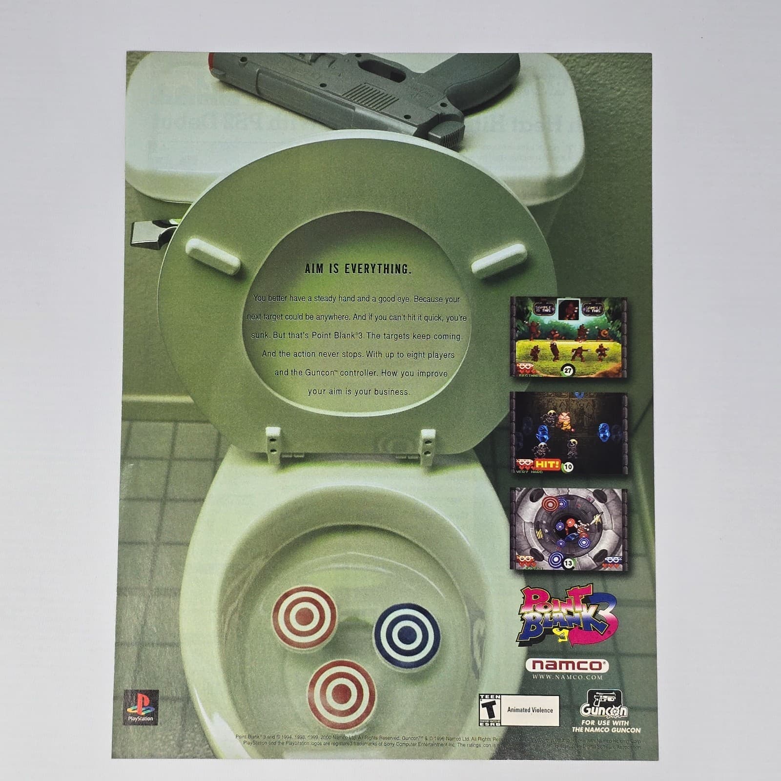 Point Blank 3 PlayStation 1 PS1 Aim is Everything Print Ad/Poster Promo Art
