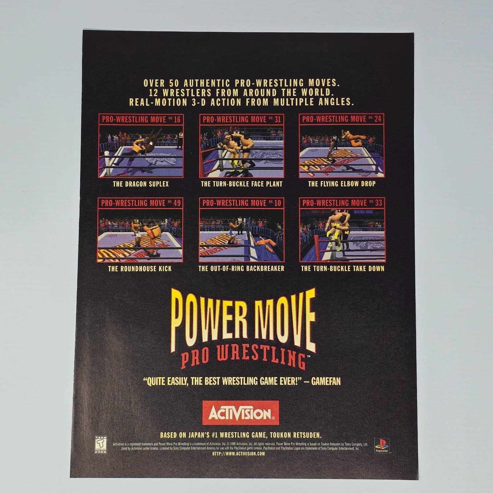Power Move Pro Wrestling PlayStation 1 PS1 The Best Print Ad/Poster Promo Art