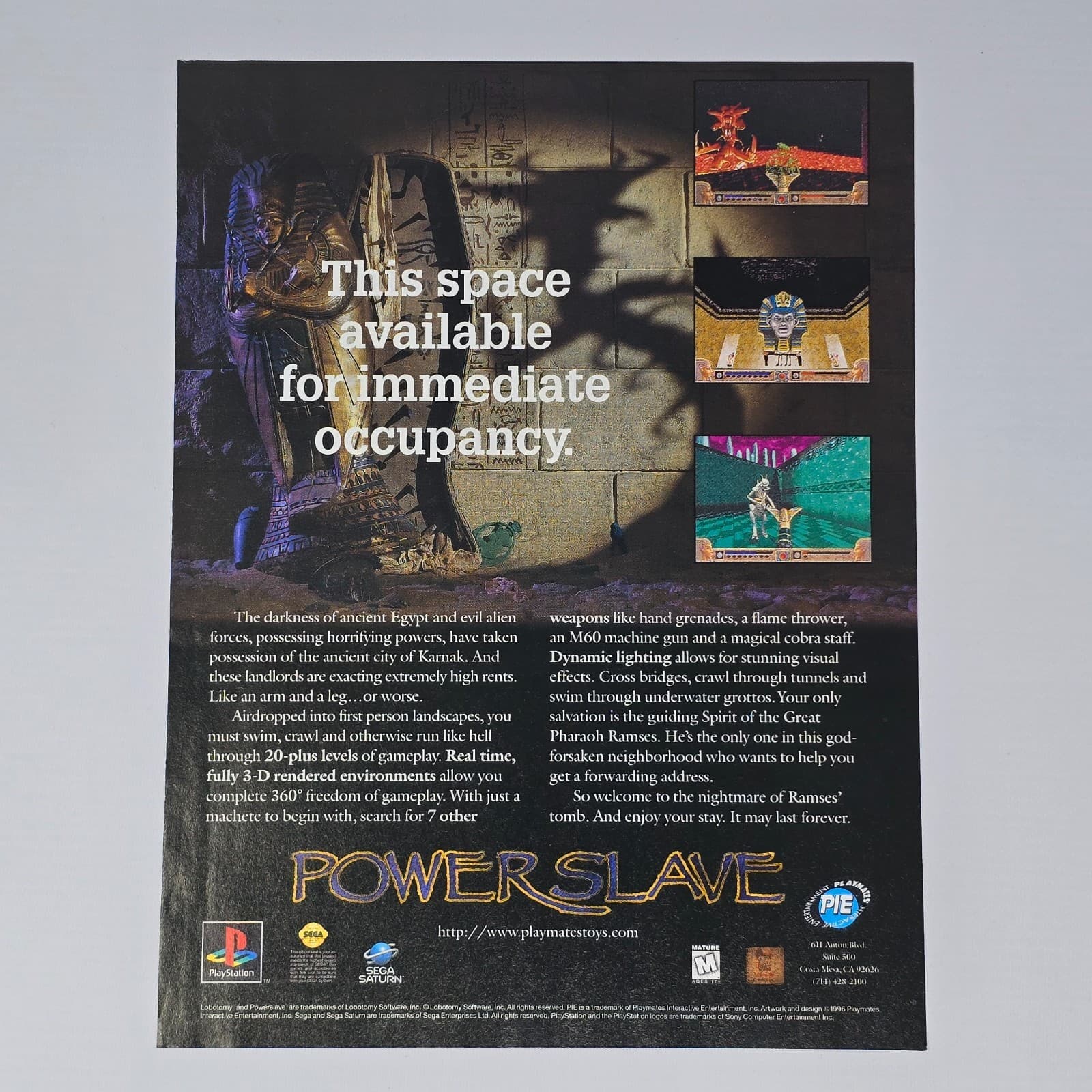 Powerslave PlayStation 1 PS1 Sega Saturn Occupancy Print Ad/Poster Promo Art