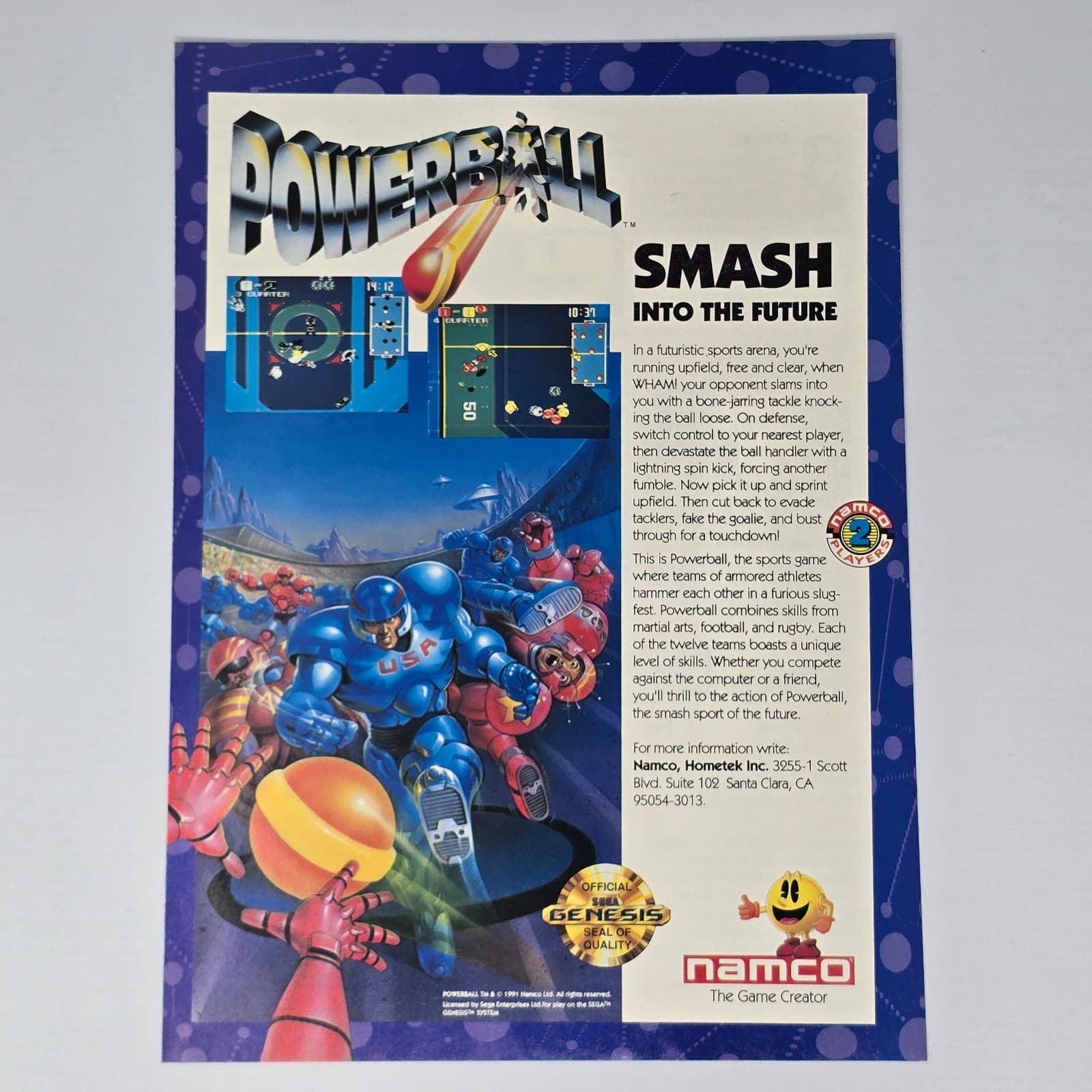 Powerball Sega Genesis Smash Print Ad/Poster Promo Art