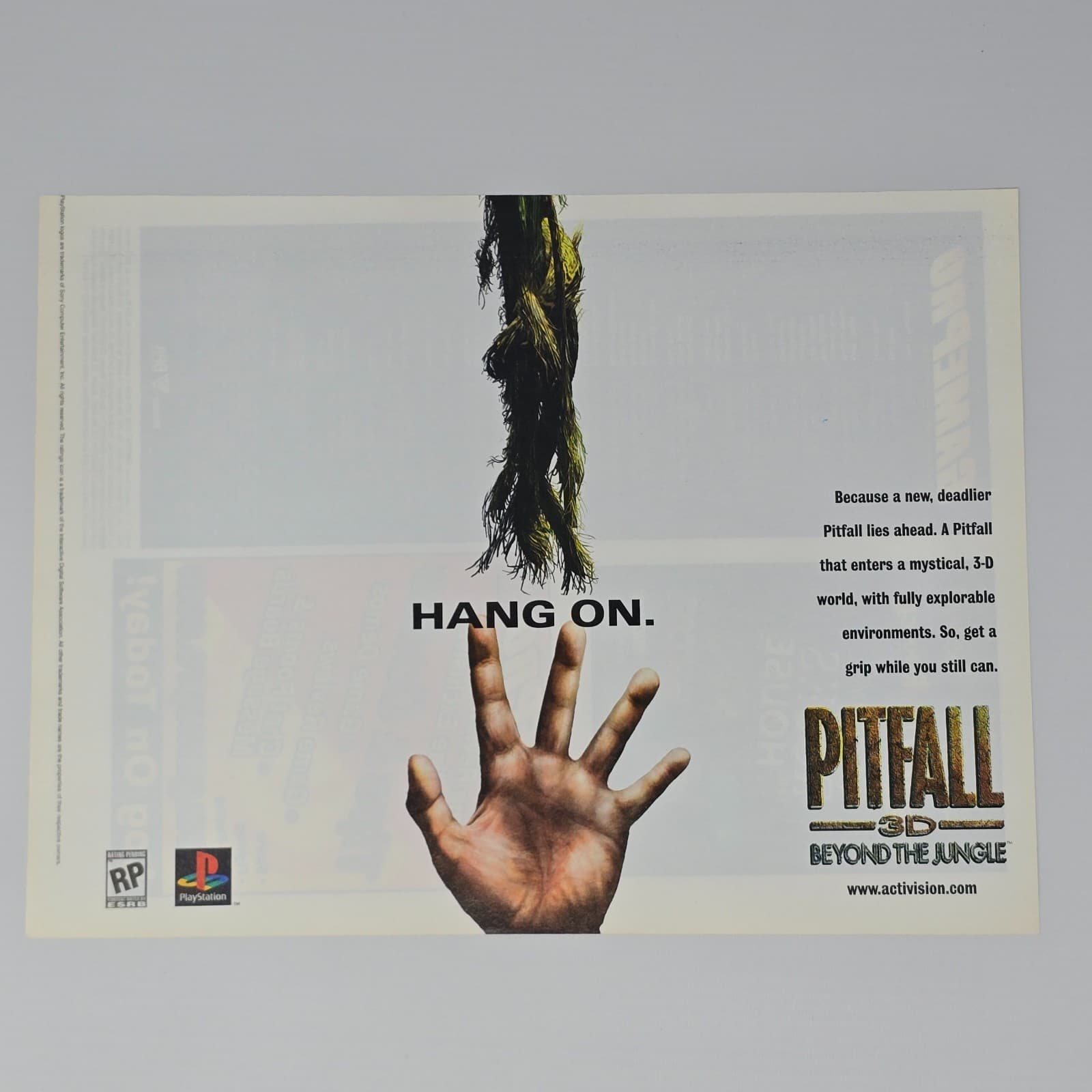 Pitfall 3D Beyond the Jungle PlayStation 1 PS1 Hang On Print Ad/Poster Promo Art
