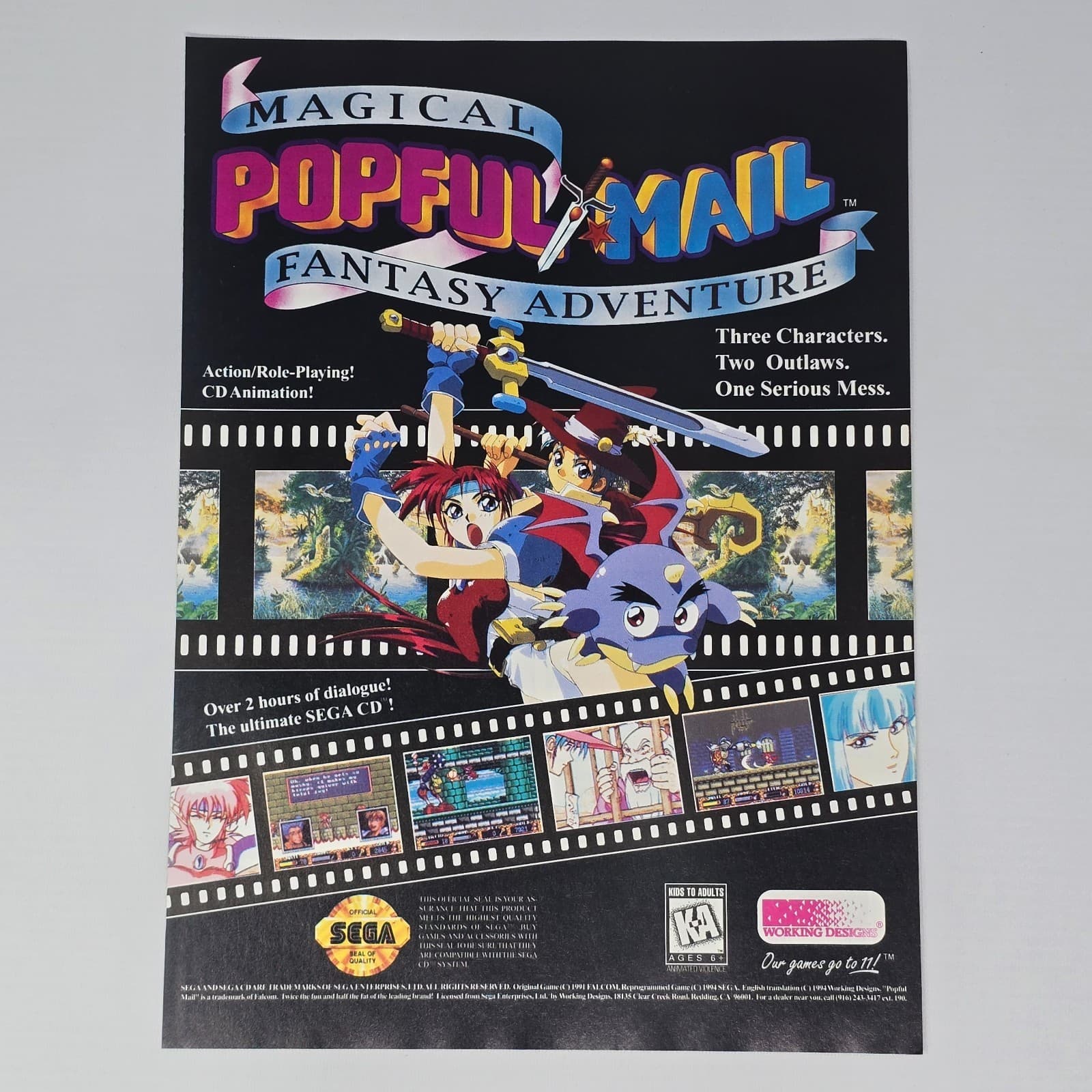 Popful Mail Magical Fantasy Adventure Sega Genesis CD Print Ad/Poster Promo Art