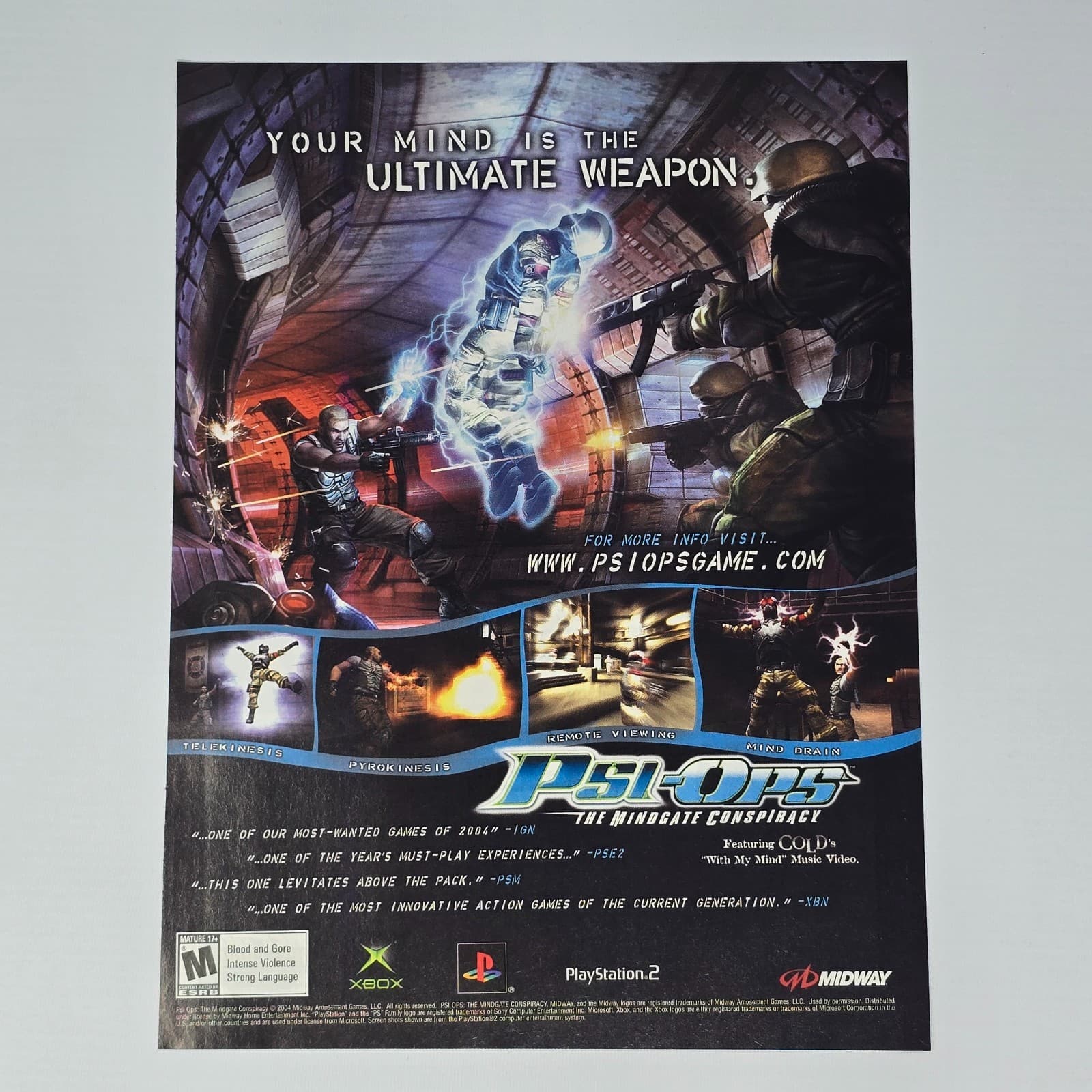Psi-Ops The Mindgate Conspiracy Xbox PS2 Ultimate Print Ad/Poster Promo Art