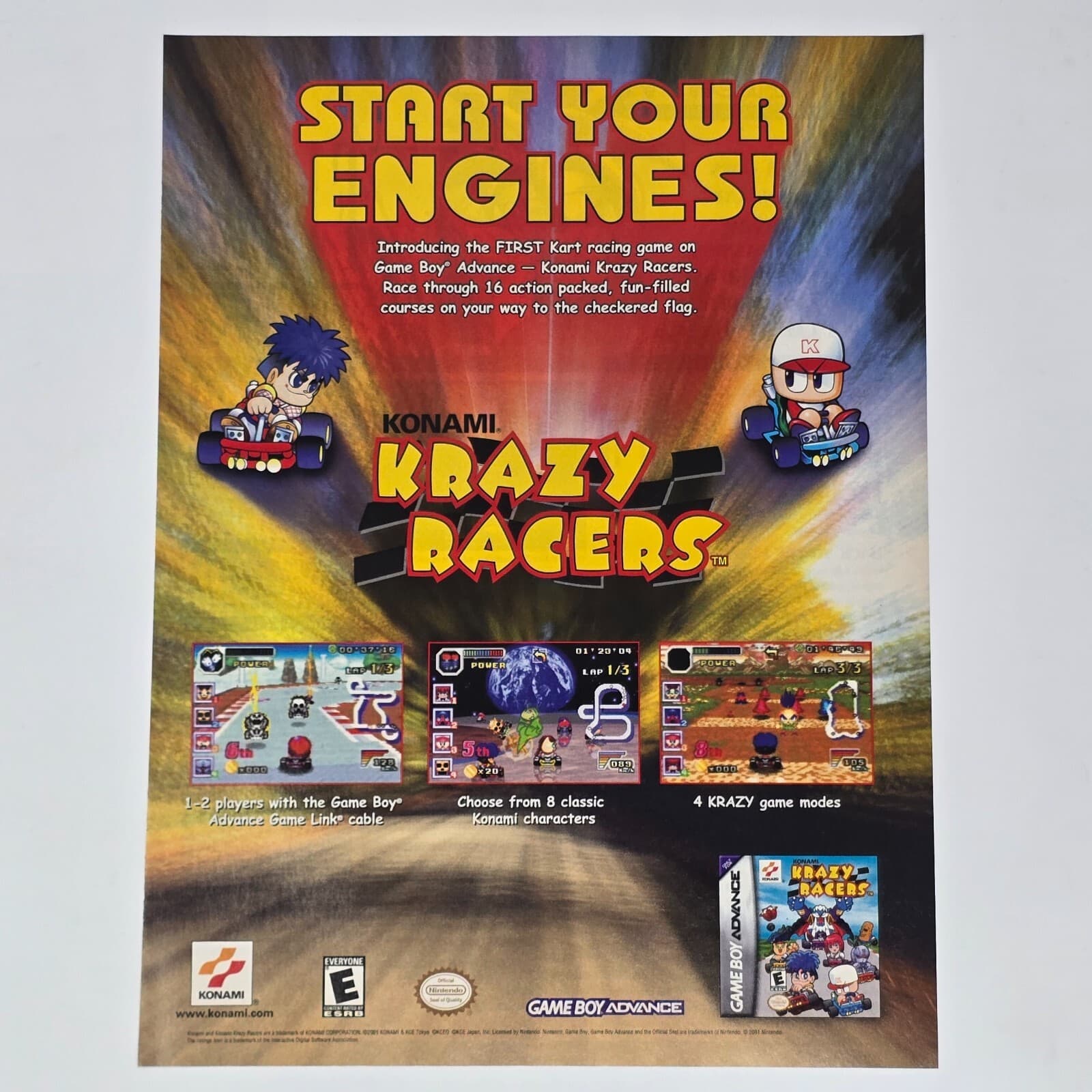 Krazy Racers Nintendo GameBoy Advance Start Engines Print Ad/Poster Promo Art