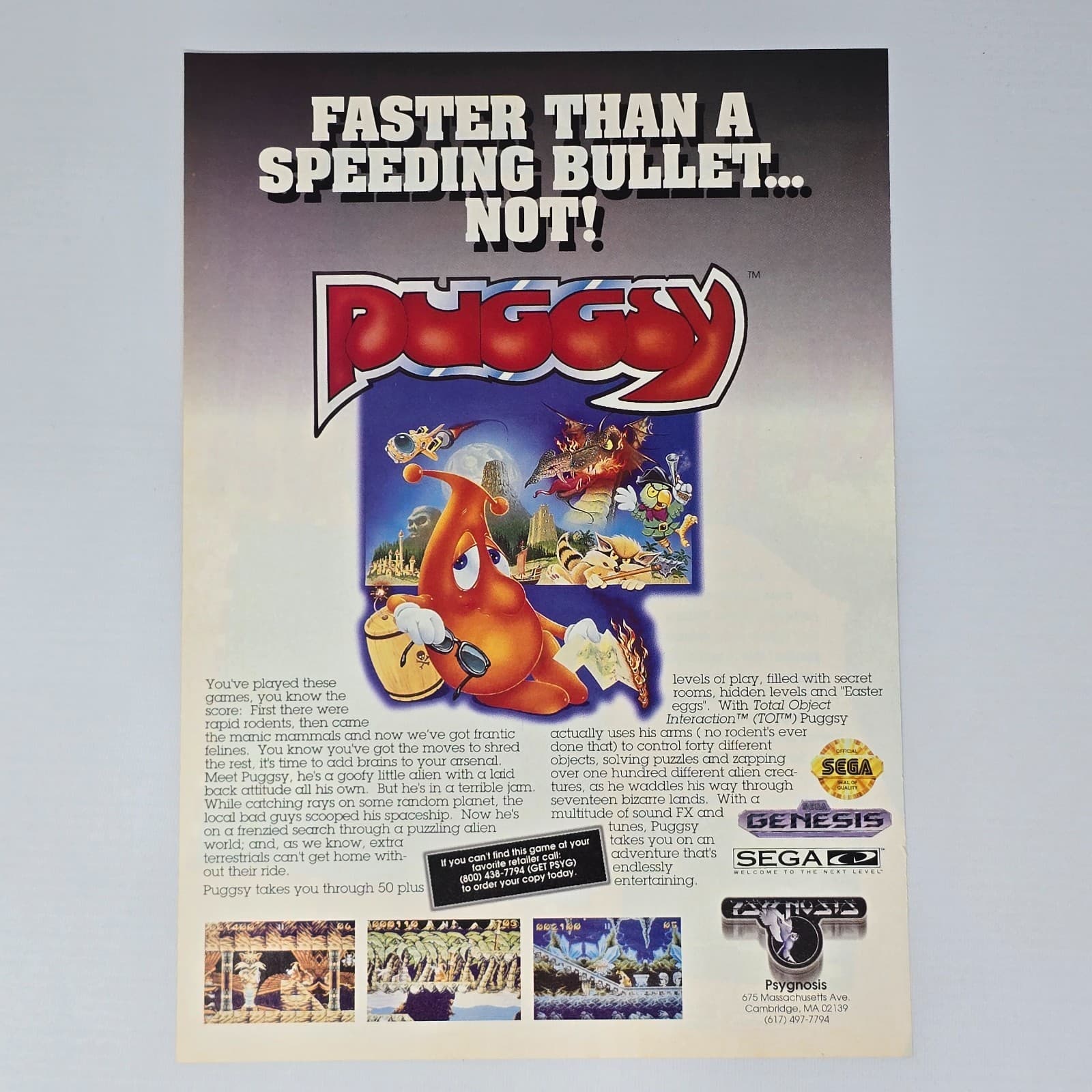 Puggsy Sega Genesis CD Speeding Bullet Print Ad/Poster Promo Art