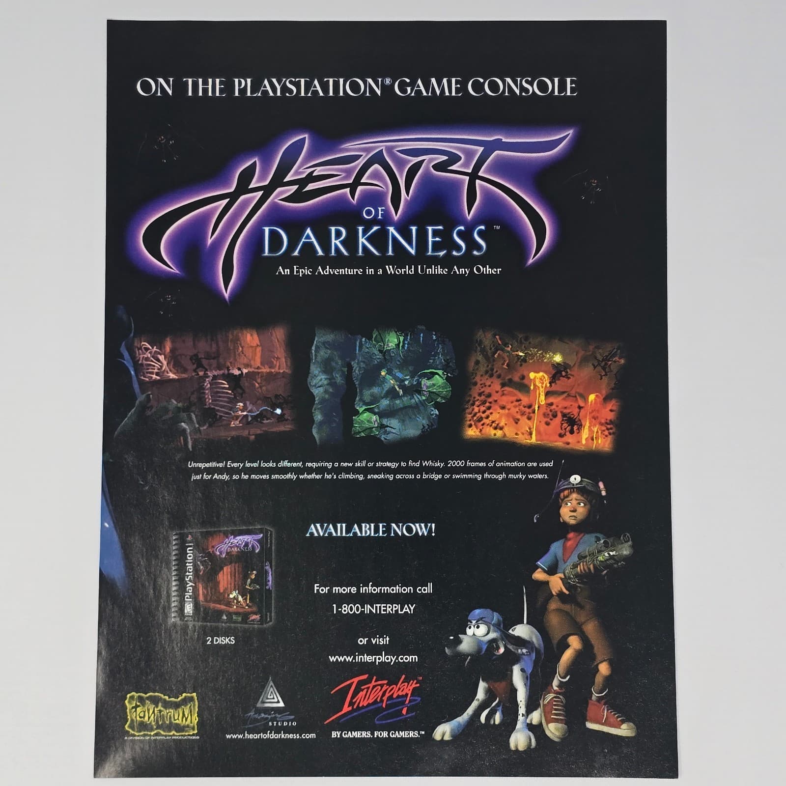 Heart Of Darkness Sony PlayStation 1 PS1 Unlike Any Other Print Ad/Poster
