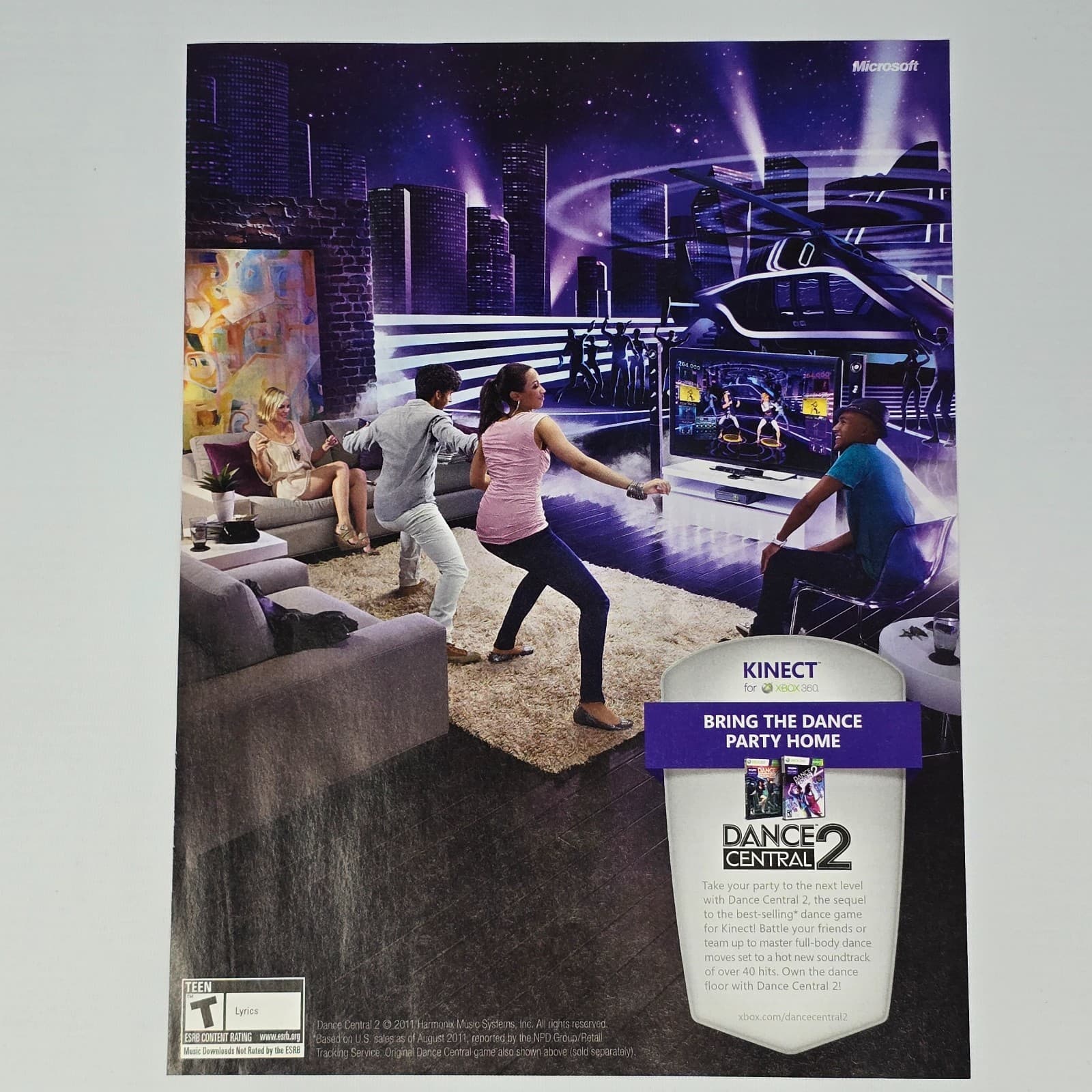 Dance Central 2 Xbox 360 Party Print Ad/Poster