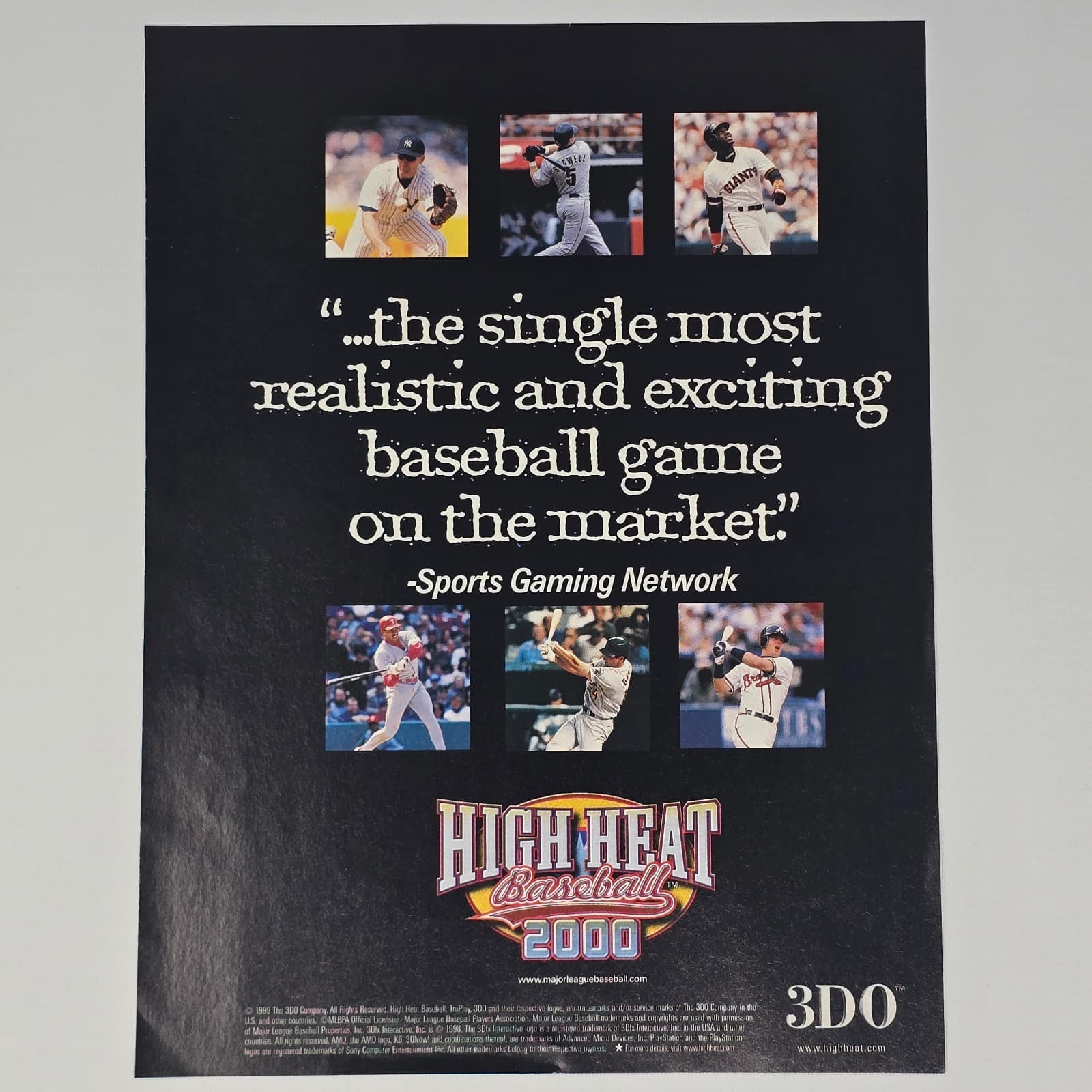 High Heat Baseball 2000 3DO Realistic Print Ad/Poster